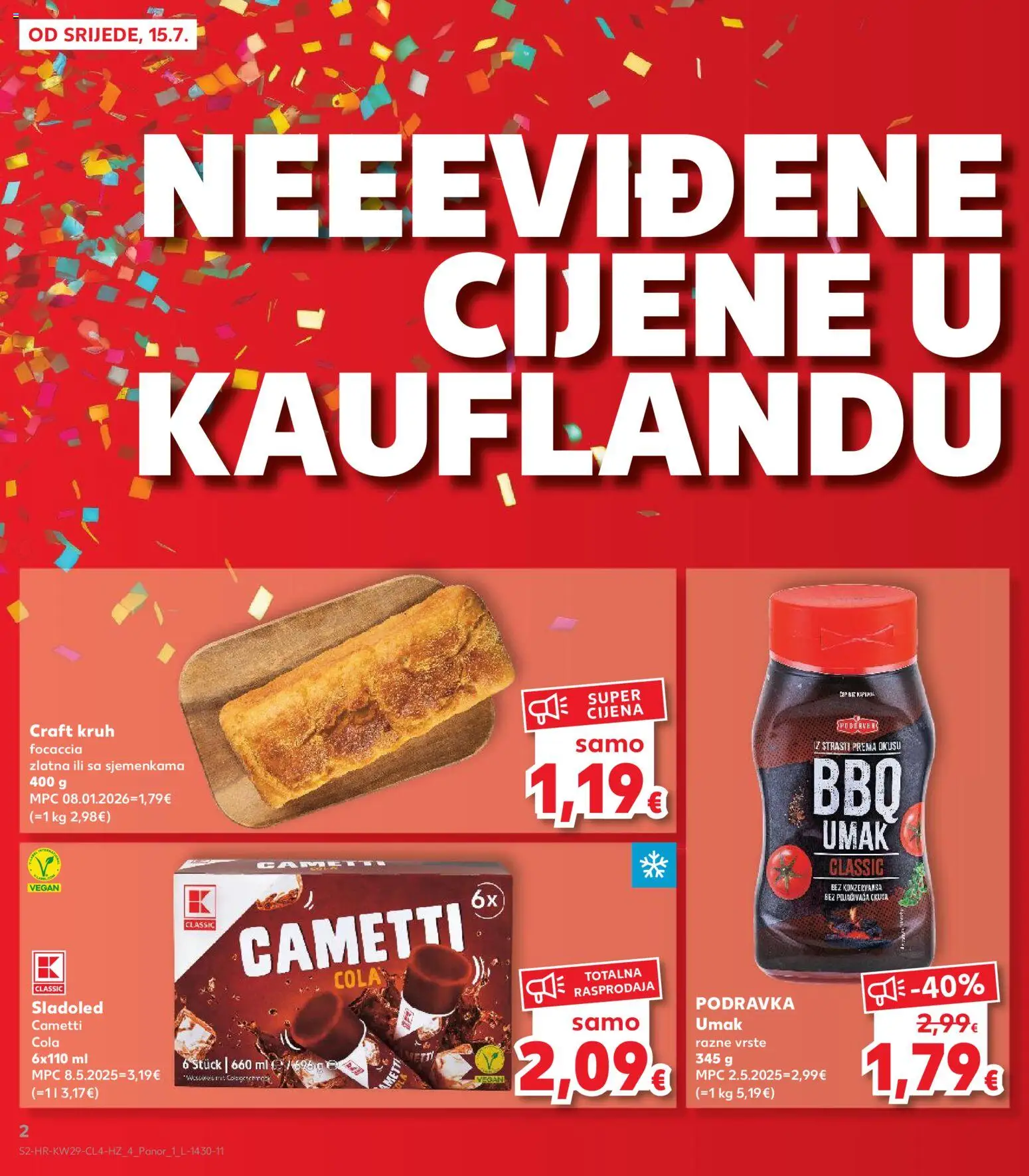 Kaufland HR akciós ujság - amely érvényes a következő dátumtól: 2026.07.15. | Oldal: 2 | Termékek: Cola, Vegán