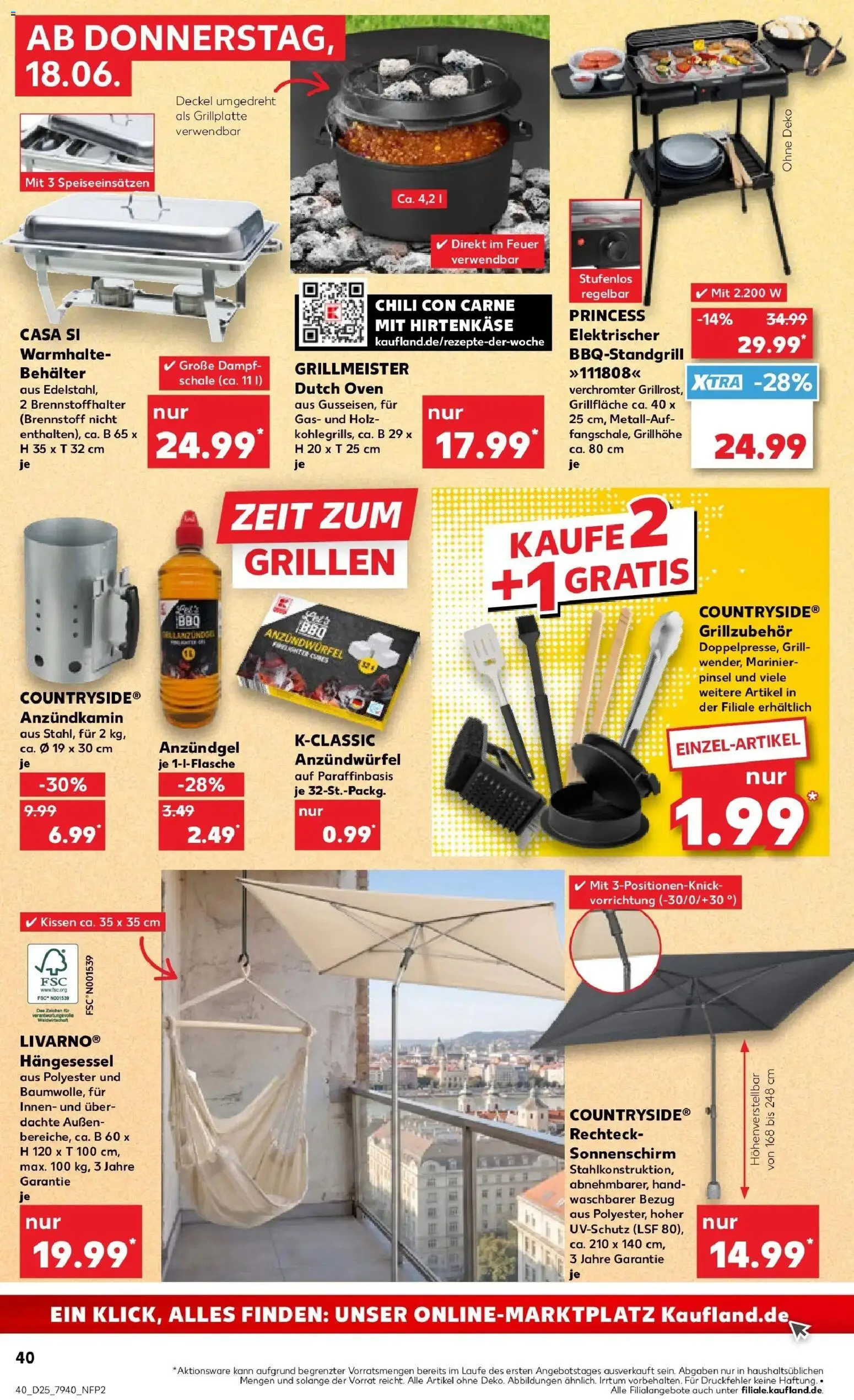 Kaufland Prospekt Aachen – gültig ab 14.06.2026 | Seite: 49 | Produkte: Grill, Kissen, Chili, Sonnenschirm