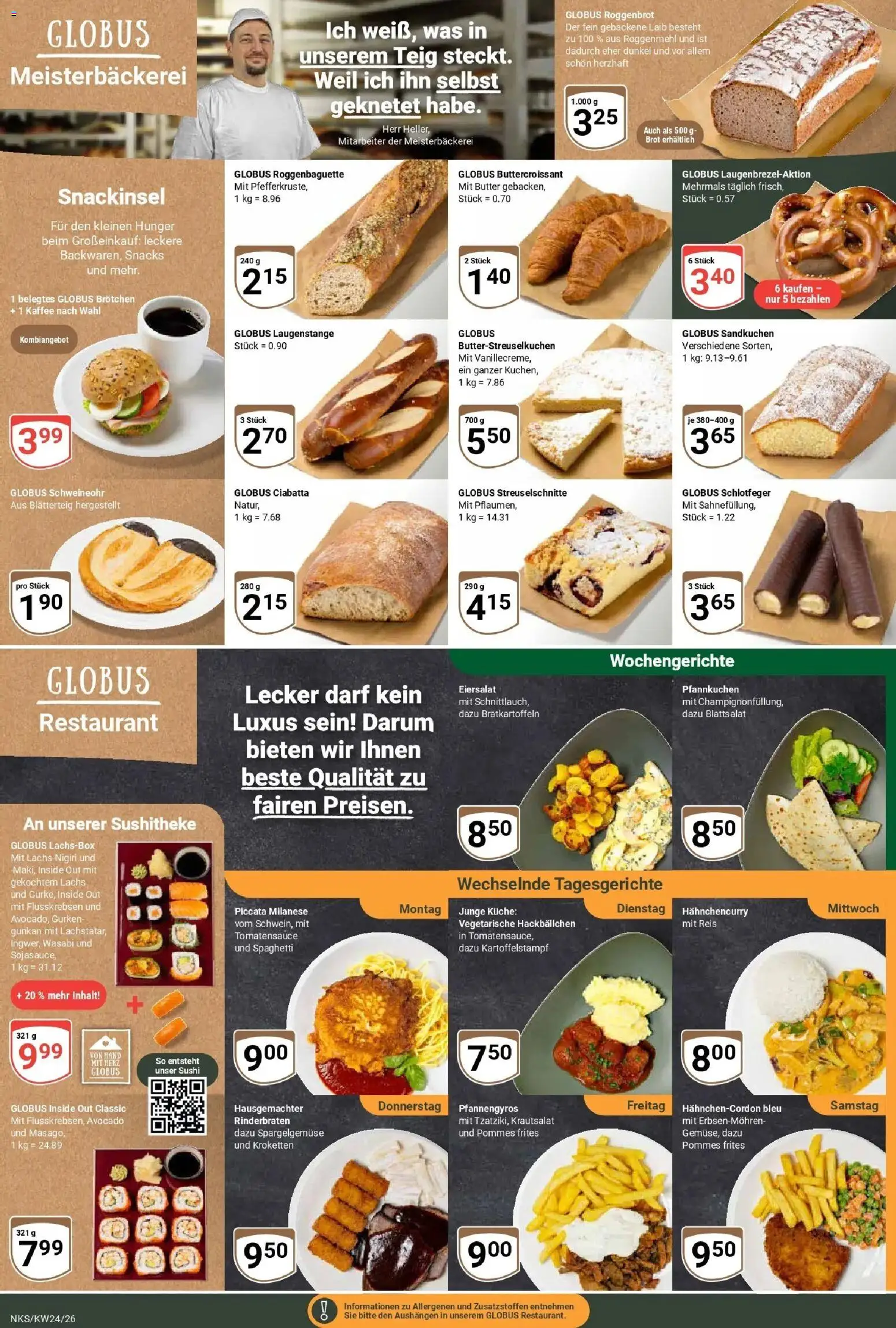 Globus Prospekt Neunkirchen – gültig ab 08.06.2026 | Seite: 14 | Produkte: Butter, Pfannkuchen, Brot, Reis
