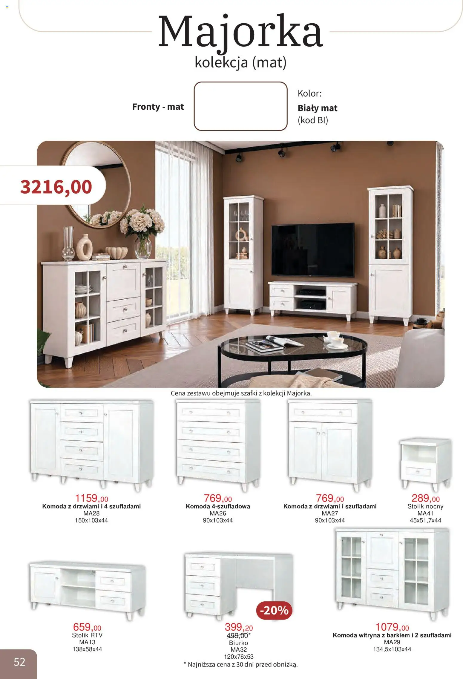 Bodzio Katalog od 01.10.2026 | Strona: 52 | Produkty: Komoda, Stolik nocny, Biurko, Witryna