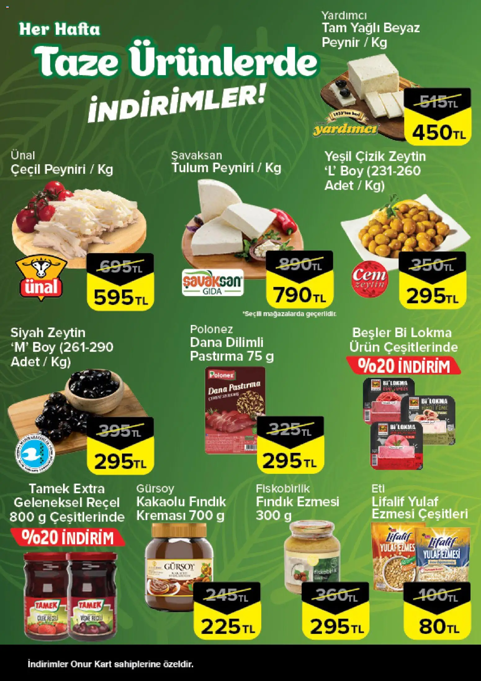 Onur Market - Taze Ürünlerde İndirimler Trakya - 22 Ekim 2026 tarihinden itibaren geçerlidir | Sayfa: 2 | Ürünler: Peynir, Fındık, Tulum, Zeytin