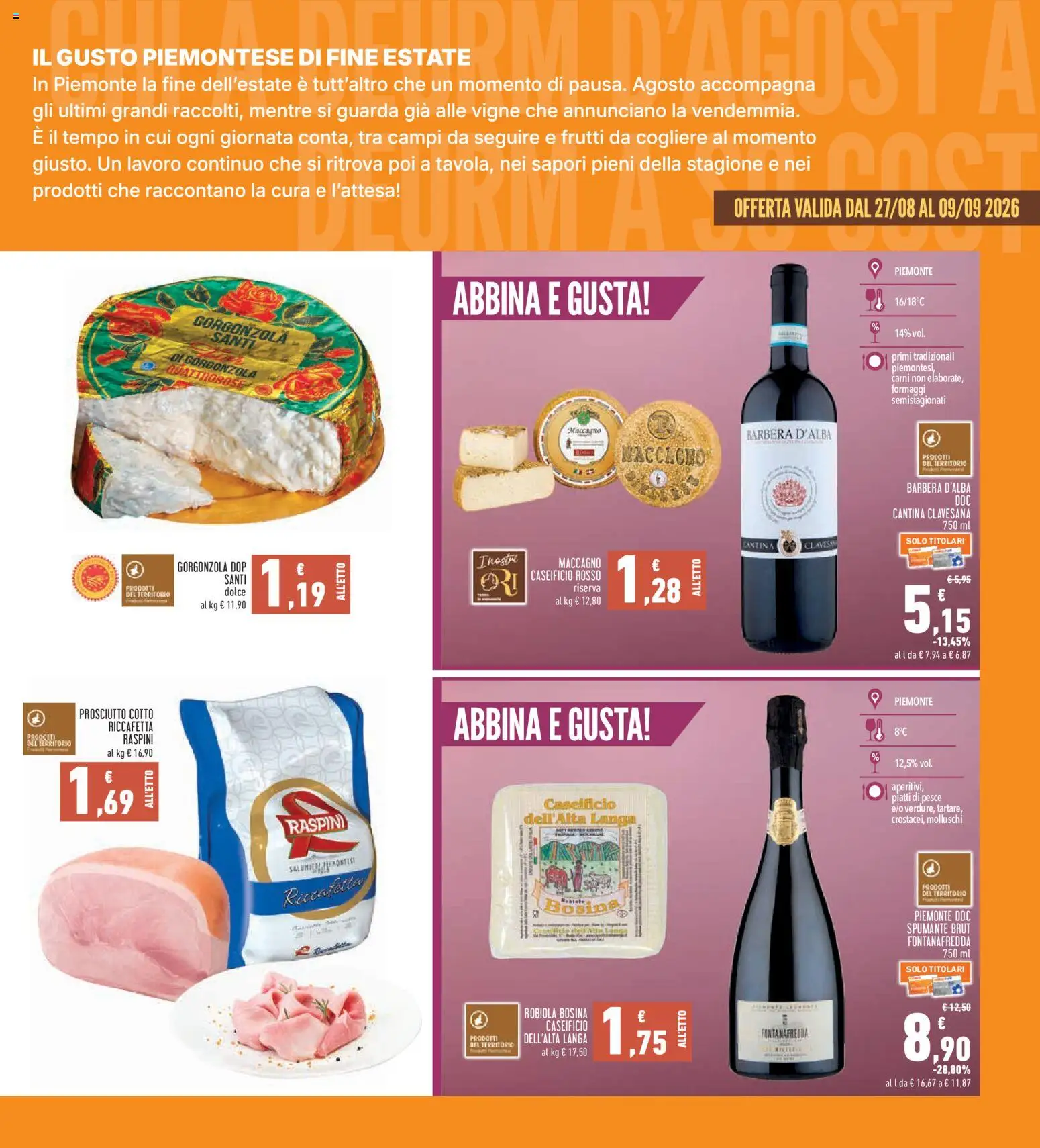 Volantino Conad del 27/08/2026 | Pagina: 7 | Prodotti: Pesce, Piatti, Prosciutto, Spumante