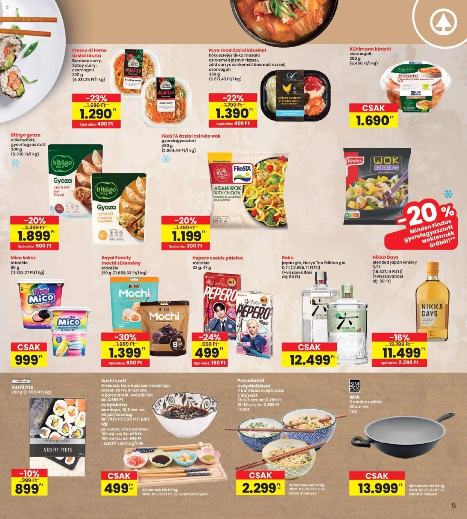 Interspar akciós ujság - amely érvényes a következő dátumtól: 2026.07.09. | Oldal: 5 | Termékek: Evőpálcika, Sushi rizs, Tea, Készétel