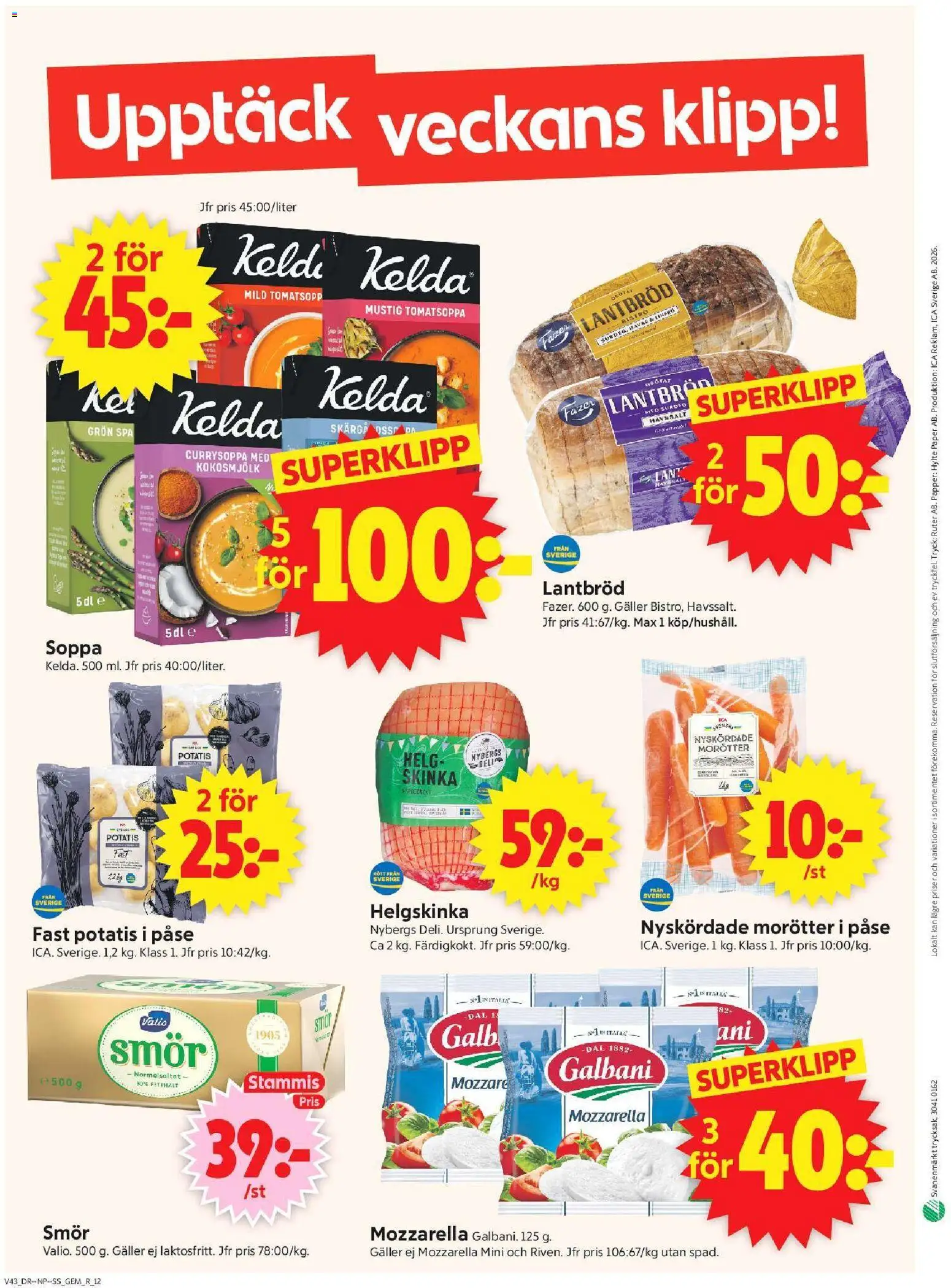 ICA Supermarket reklamblad aktuell från 19/10/2026 | Sida: 14 | Produkter: Is, Mozzarella, Morötter, Smör