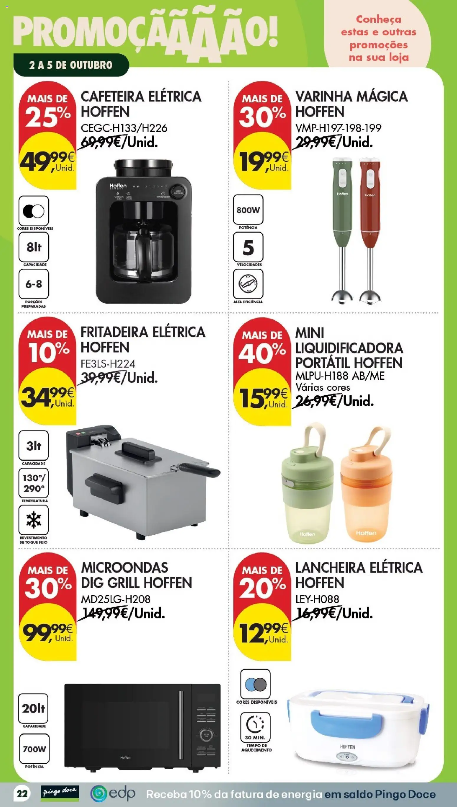 Pingo Doce folheto Poupe Este Fim de Semana │ válido de 02/10/2026 | Página: 22 | Produtos: Fritadeira, Fritadeira elétrica, Cafeteira elétrica, Microondas