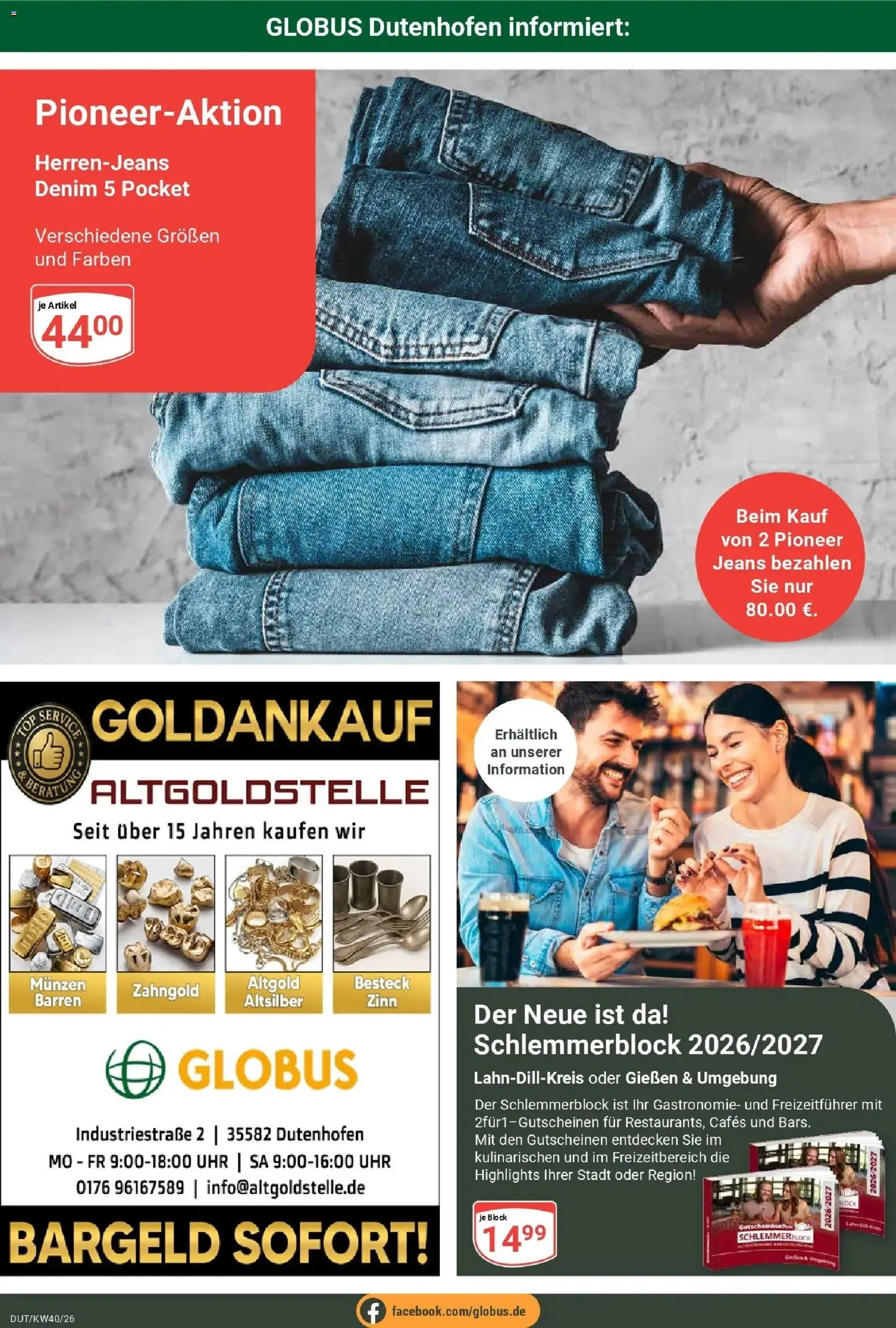 Globus Prospekt Wetzlar-Dutenhofen (ab 28.09.2026) » Angebote online | Seite: 26 | Produkte: Top, Jeans, Uhr