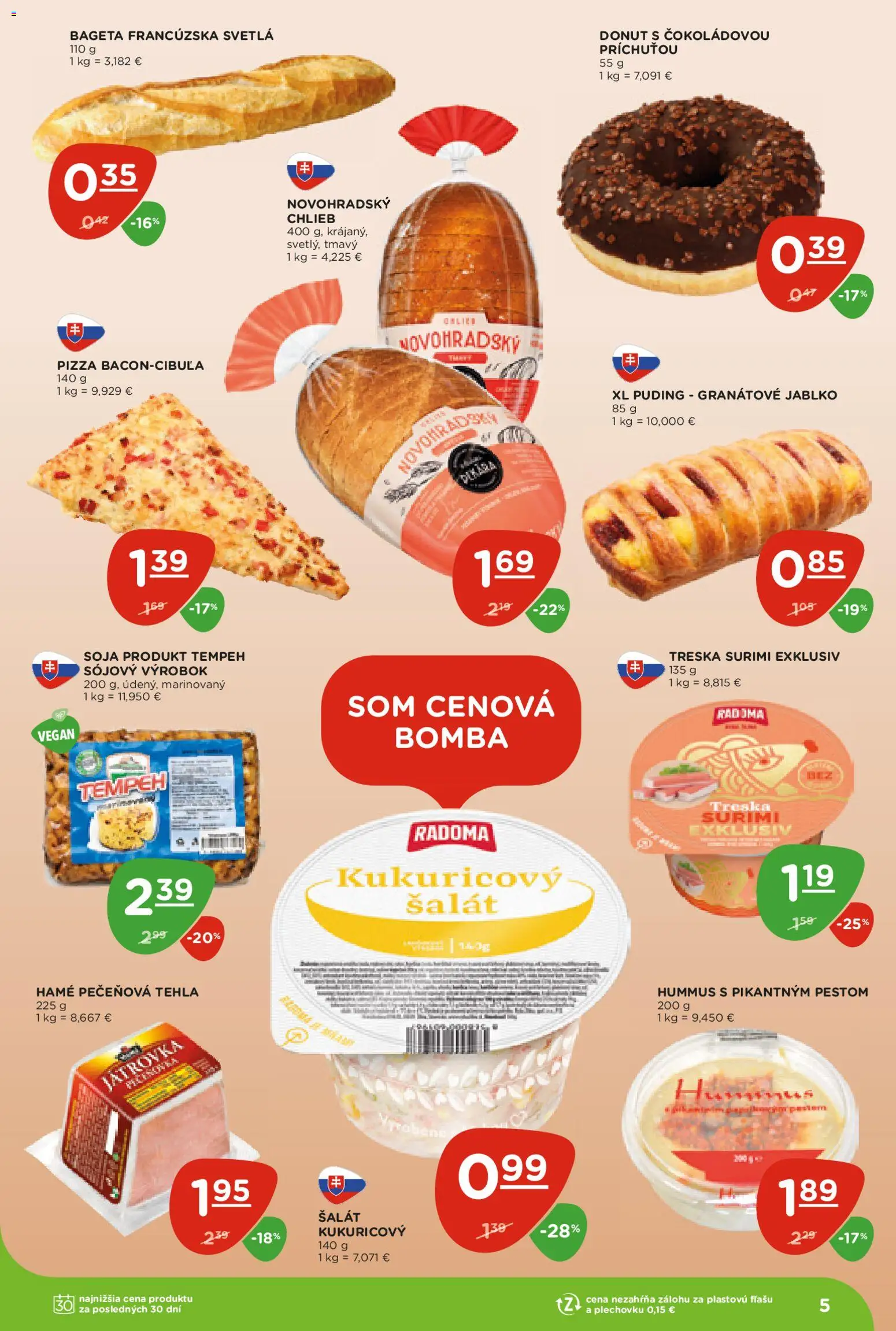 Nové Terno akcie – leták je platný od 07.05.2026 | Strana: 5 | Produkty: Pizza, Donut, Tempeh, Svetlá