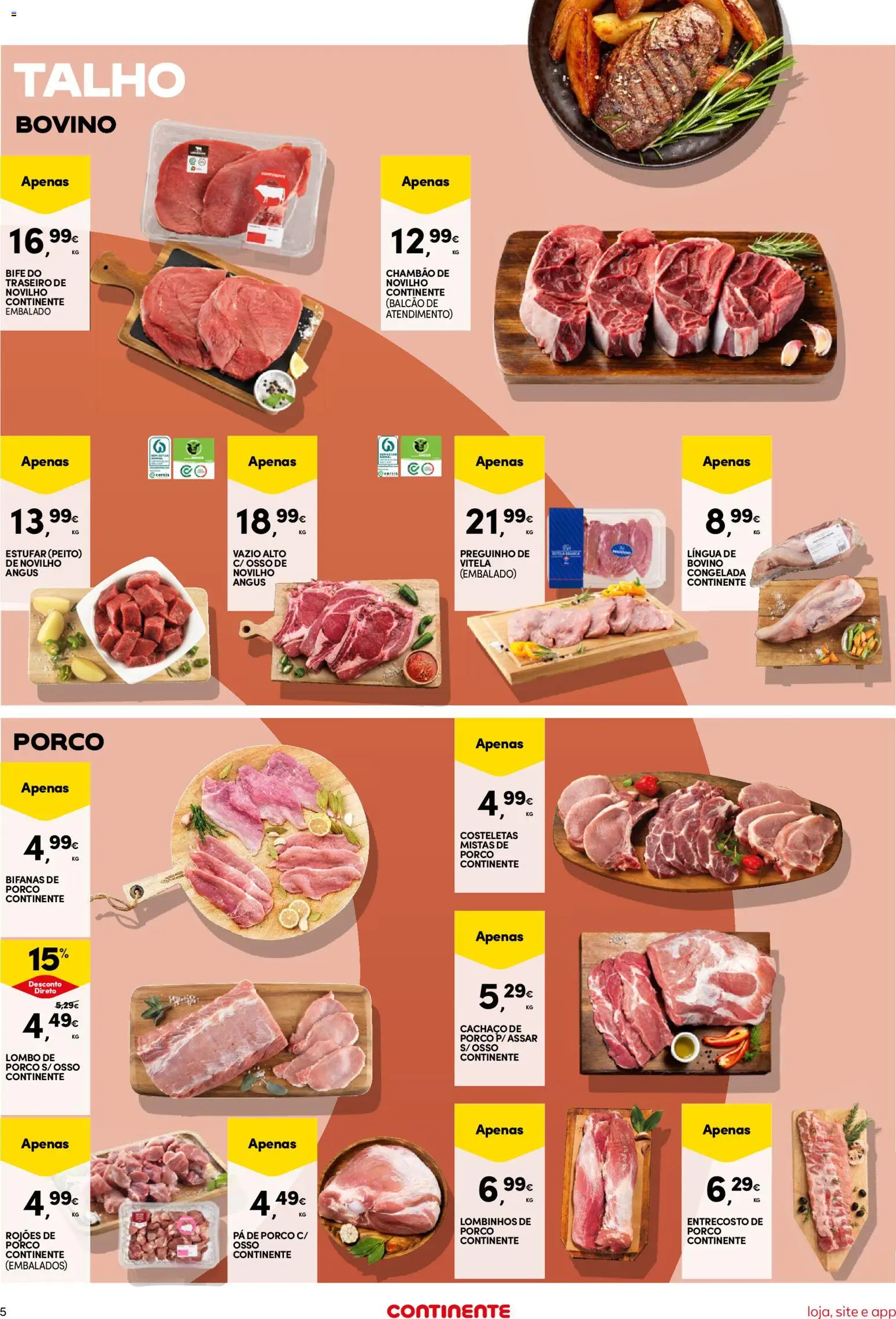 Continente Semanal Continente Bom Dia │ válido de 16.06.2026 | Página: 5 | Produtos: Vitela, Lombo, Pá