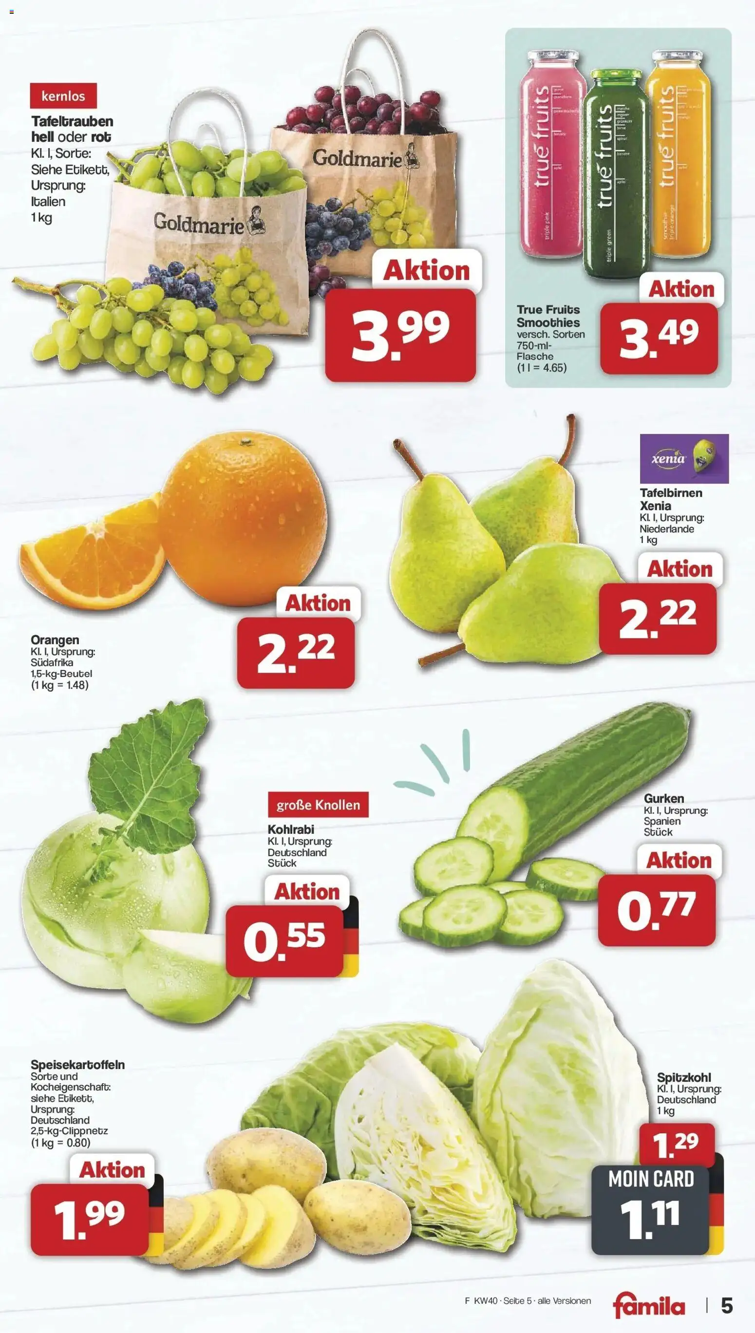 Famila Nordwest - Famila: Wochenangebote (ab 28.09.2026) zum Blättern | Seite: 5 | Produkte: Kohlrabi, Orangen, Gurken