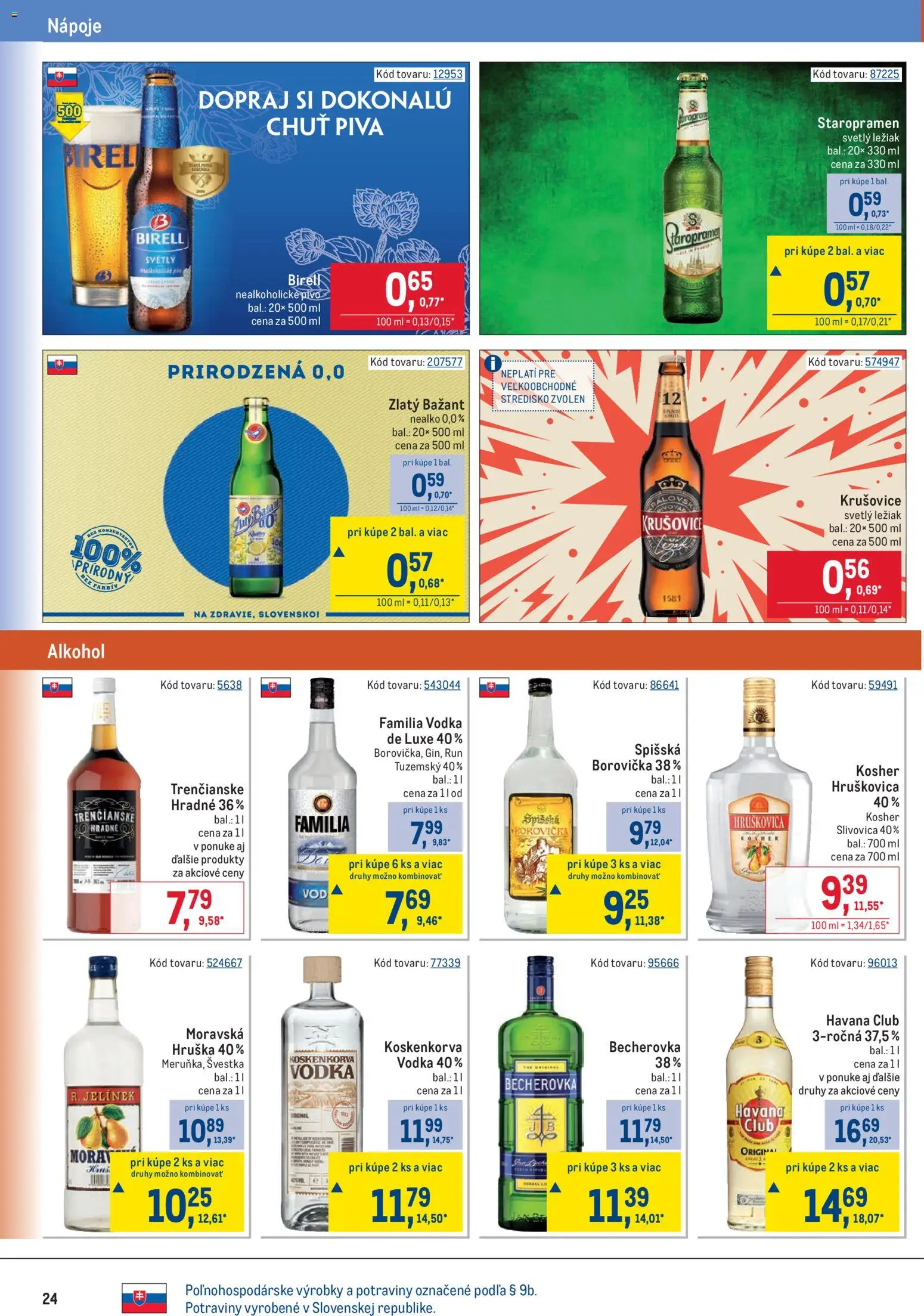 Nové Metro akcie – leták je platný od 17.06.2026 | Strana: 24 | Produkty: Pivo, Krušovice, Staropramen, Nealkoholické pivo