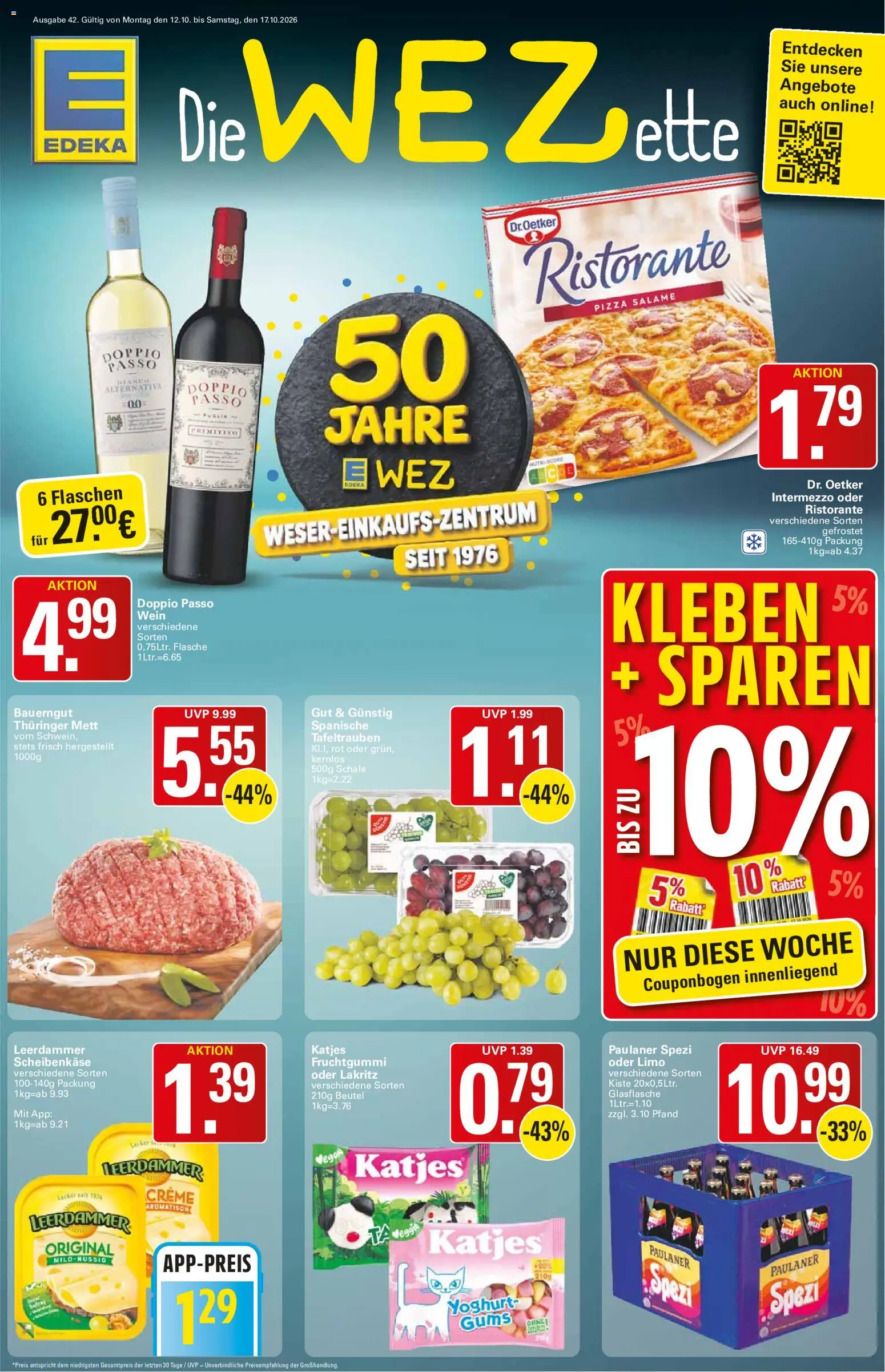 WEZ Prospekt – gültig ab 12.10.2026 | Seite: 1 | Produkte: Katjes, Bauerngut, Pizza, Wein
