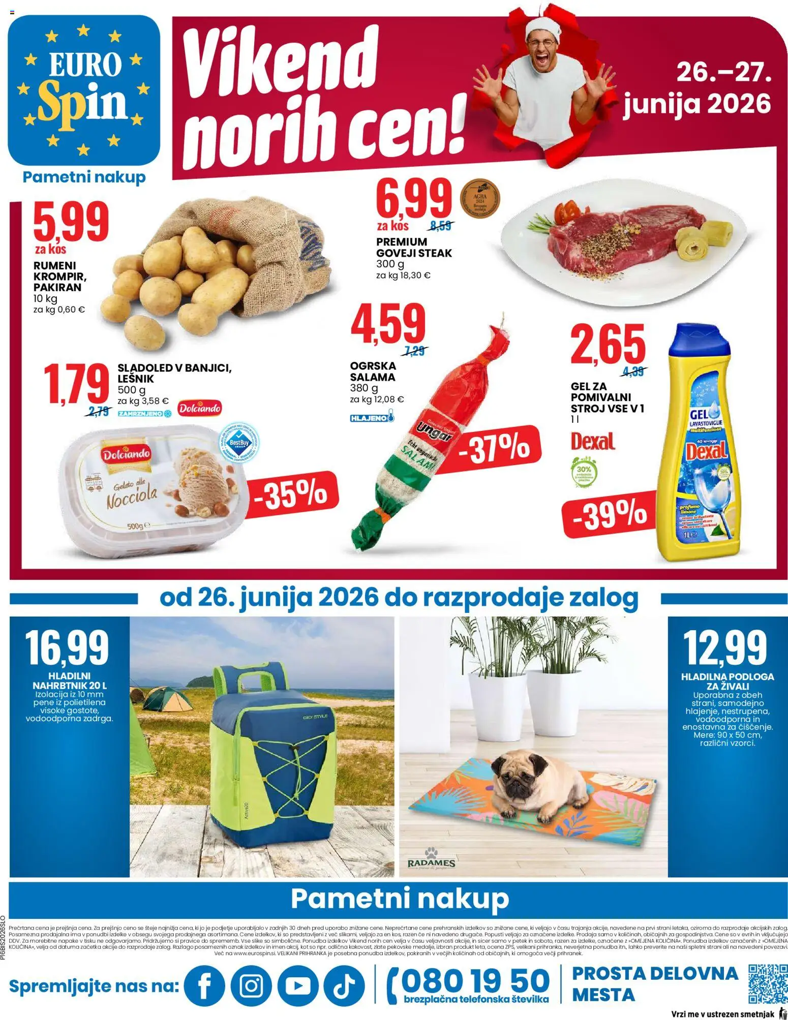 Novi Eurospin katalog ponudbe – veljaven od 26.06.2026 | Stran: 16 | Izdelki: Kos, Podloga, Salama, Nahrbtnik