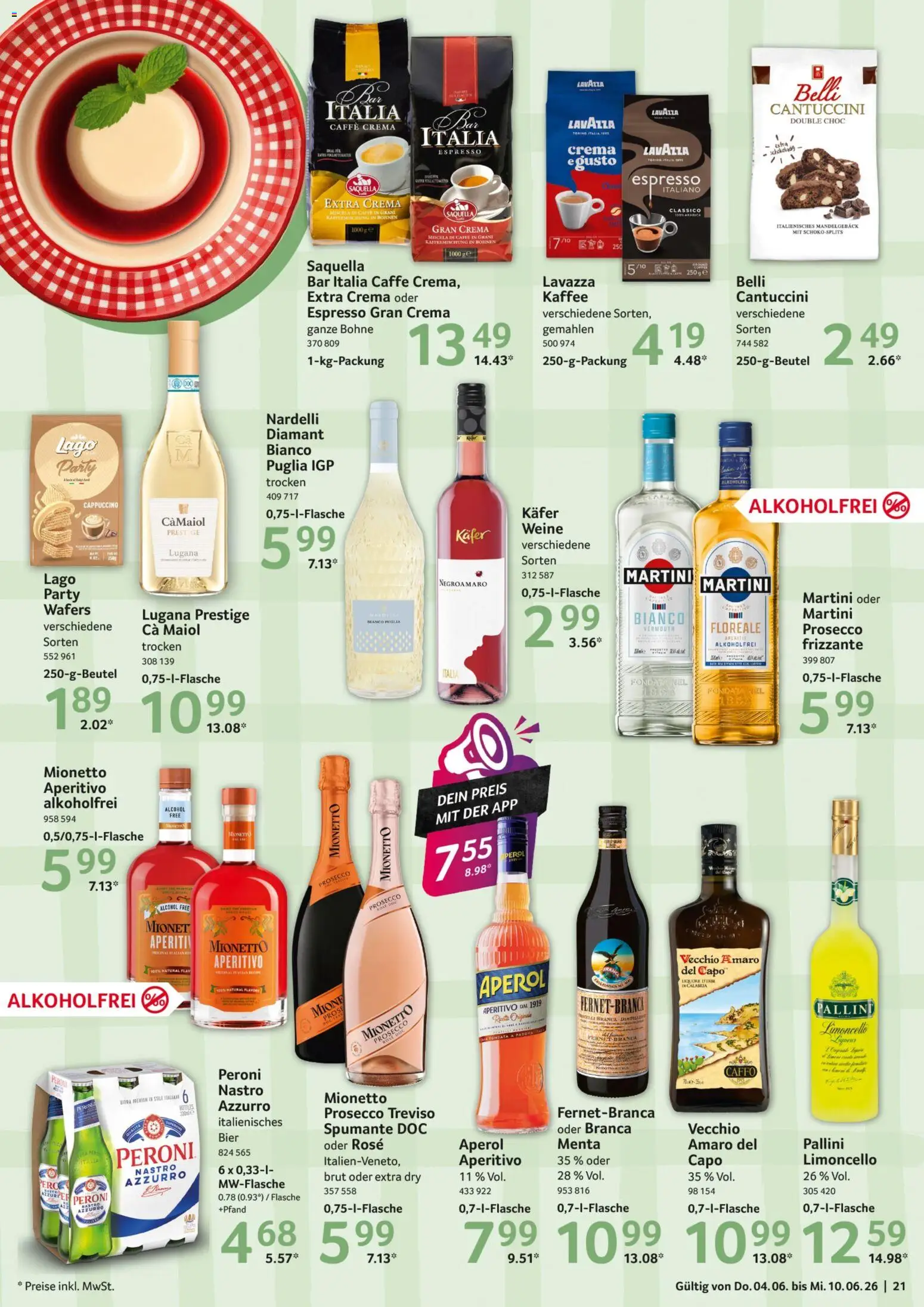 Selgros Prospekt – gültig ab 04.06.2026 | Seite: 21 | Produkte: Prosecco, Limoncello, Aperol, Fernet branca