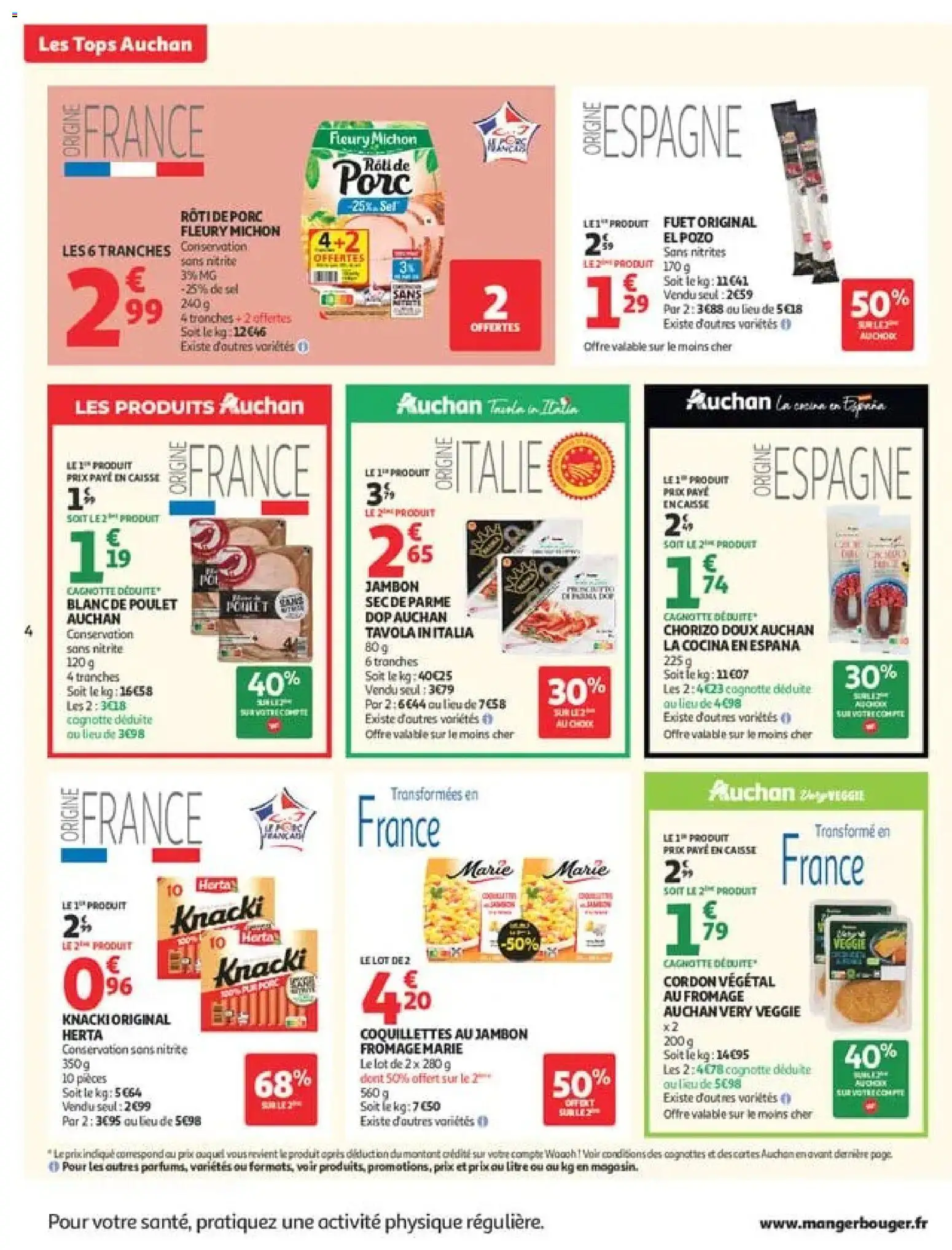 {H1} | Page: 4 | Produits: Poulet, Pâte, Jambon, Coquillettes