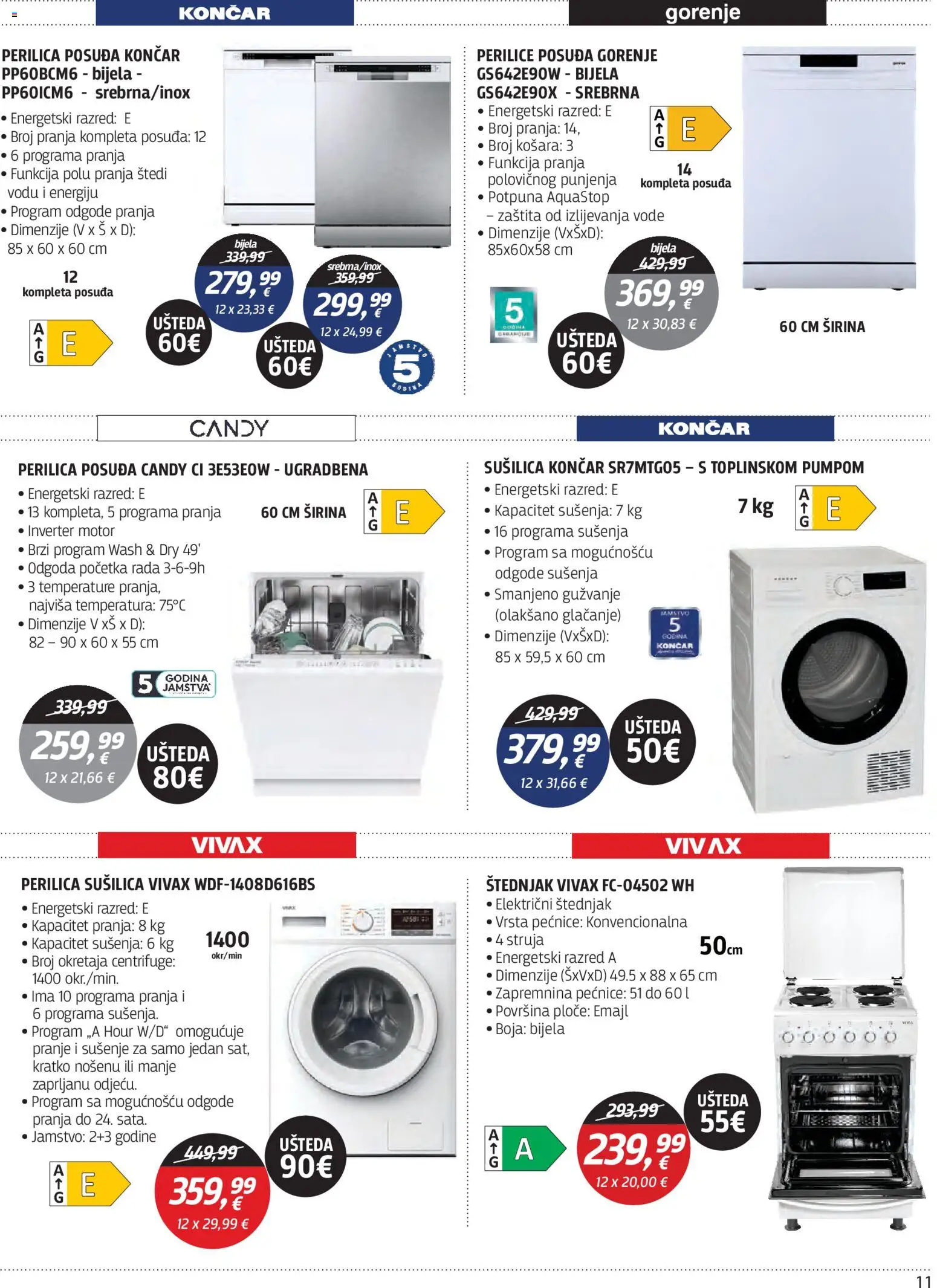 Centar Tehnike katalog | vrijedi od 06.07.2026 | Stranica: 11 | Proizvodi: Košara, Perilica posuđa, Sušilica, Štednjak