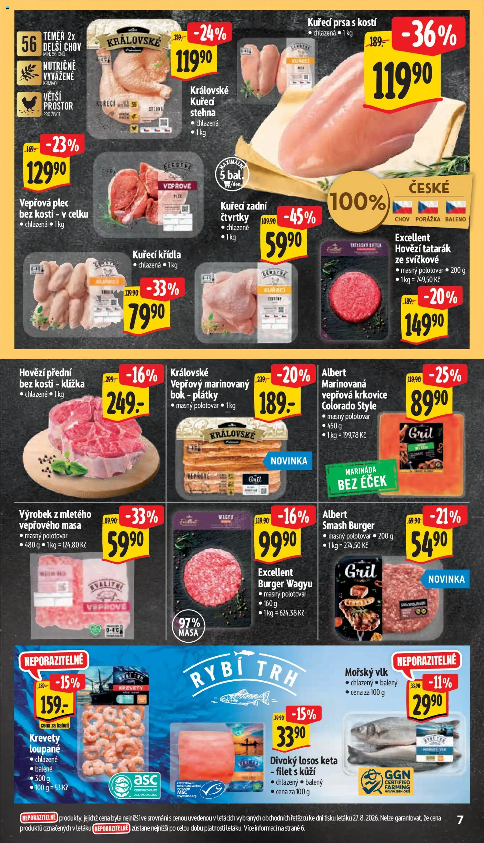 Albert leták - Supermarket od 02.09.2026 | Strana: 15 | Produkty: Kližka, Losos, Krkovice, Vepřová krkovice