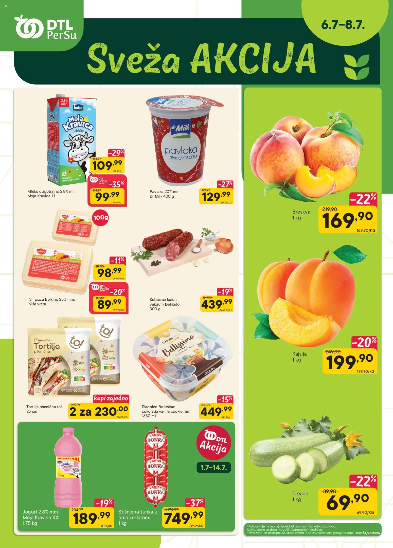 PerSu katalog - važi od 06.07.2026 | Strana: 1 | Proizvode: Moja kravica, Mleko, Šunka, Breskva