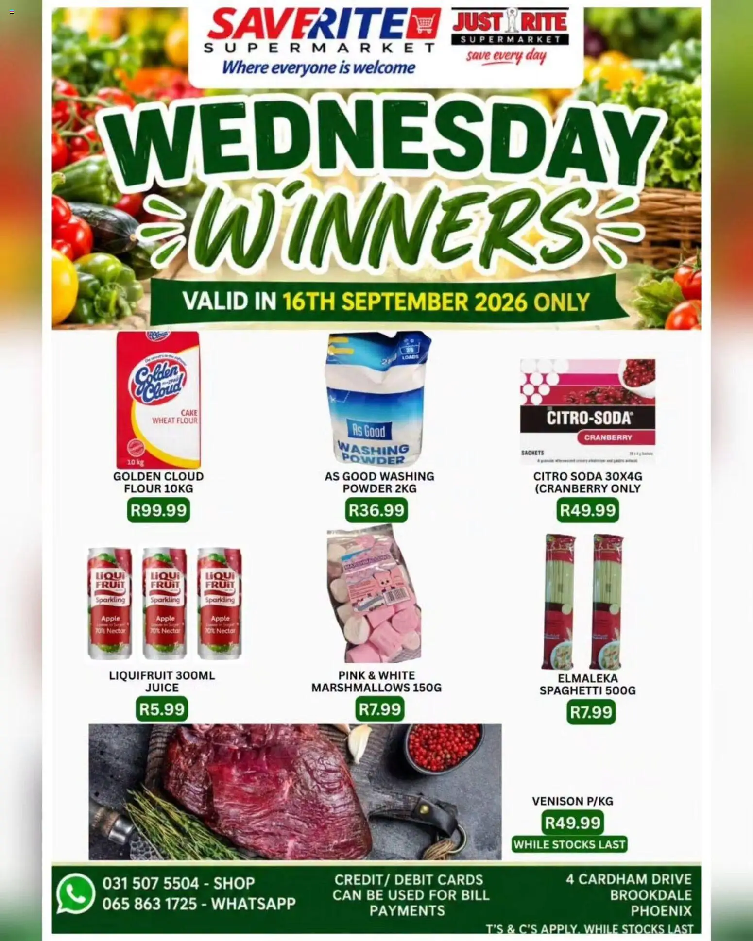 New Saverite catalogue – valid from 16/09/2026 | Page: 2 | Products: Juice, Powder, Spaghetti, Fruit