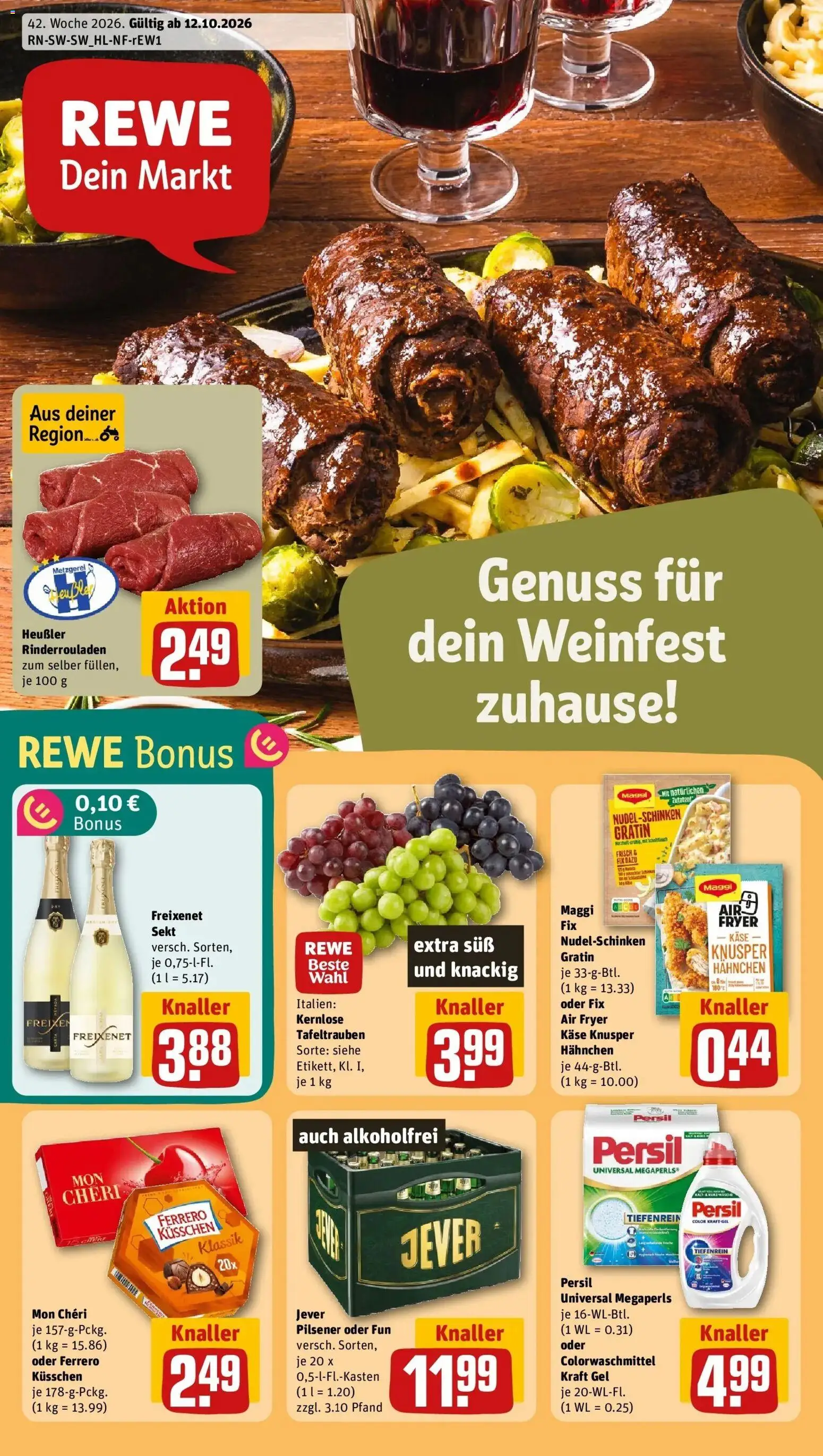 REWE Prospekt ab 12.10.2026 zum Blättern » Angebote | Seite: 1 | Produkte: Käse, Freixenet, Jever, Persil