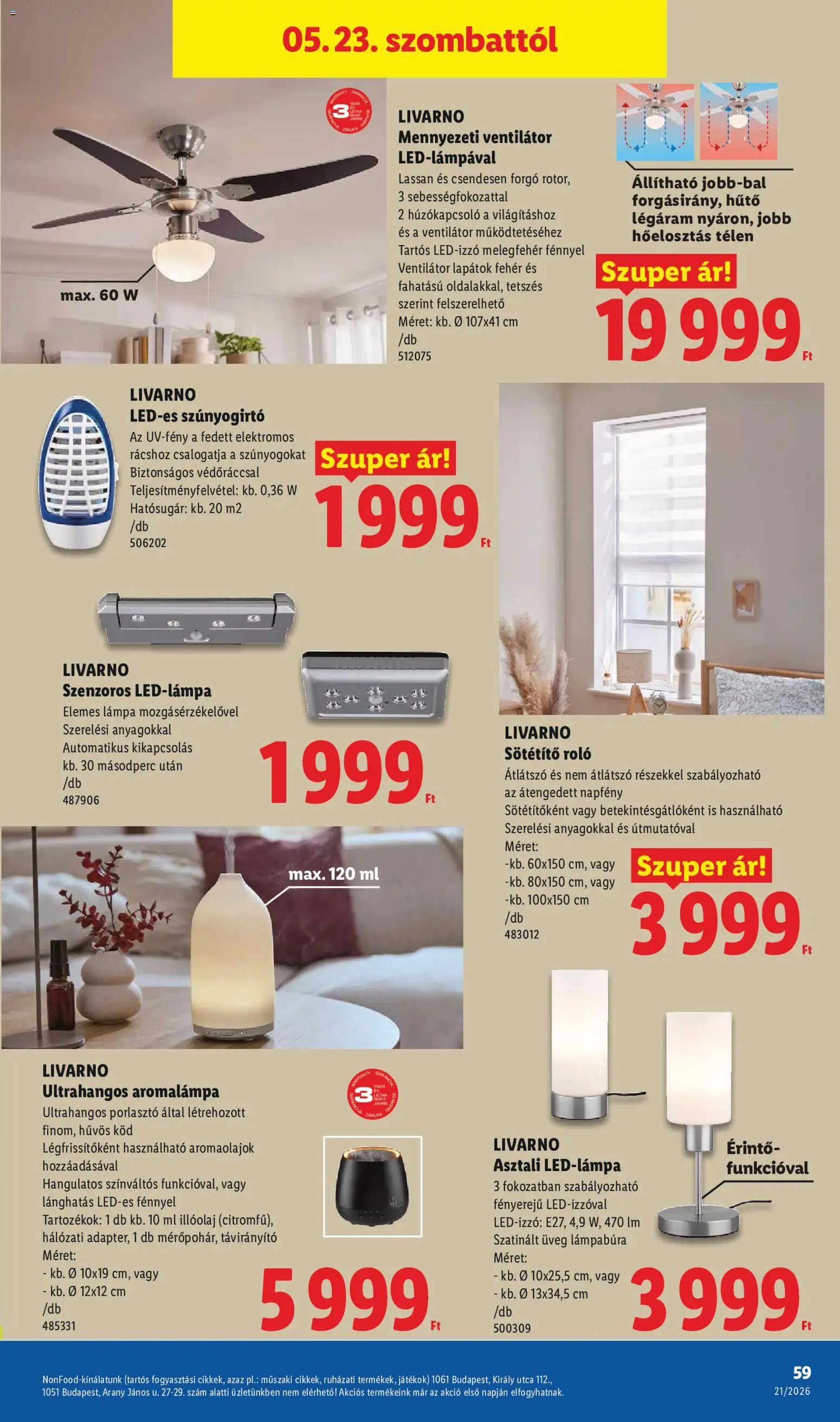 Lidl akciós ujság - amely érvényes a következő dátumtól: 21.05.2026 | Oldal: 59 | Termékek: Távirányító, Játékok, Illóolaj, Lámpa