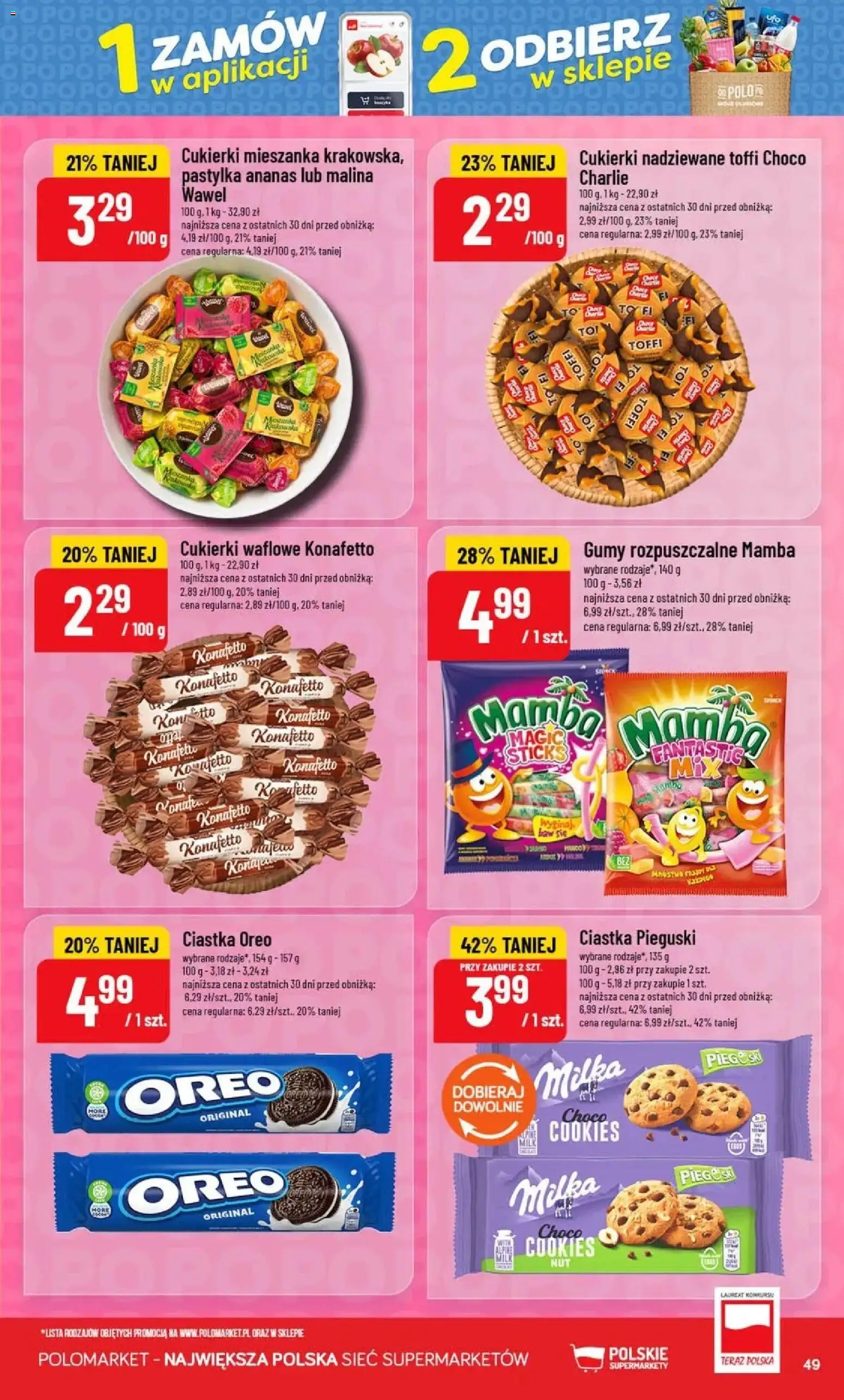 Nowa POLOmarket gazetka od jutra 16.09.2026 | Strona: 49 | Produkty: Milka, Cukierki, Ciastka, Pieguski