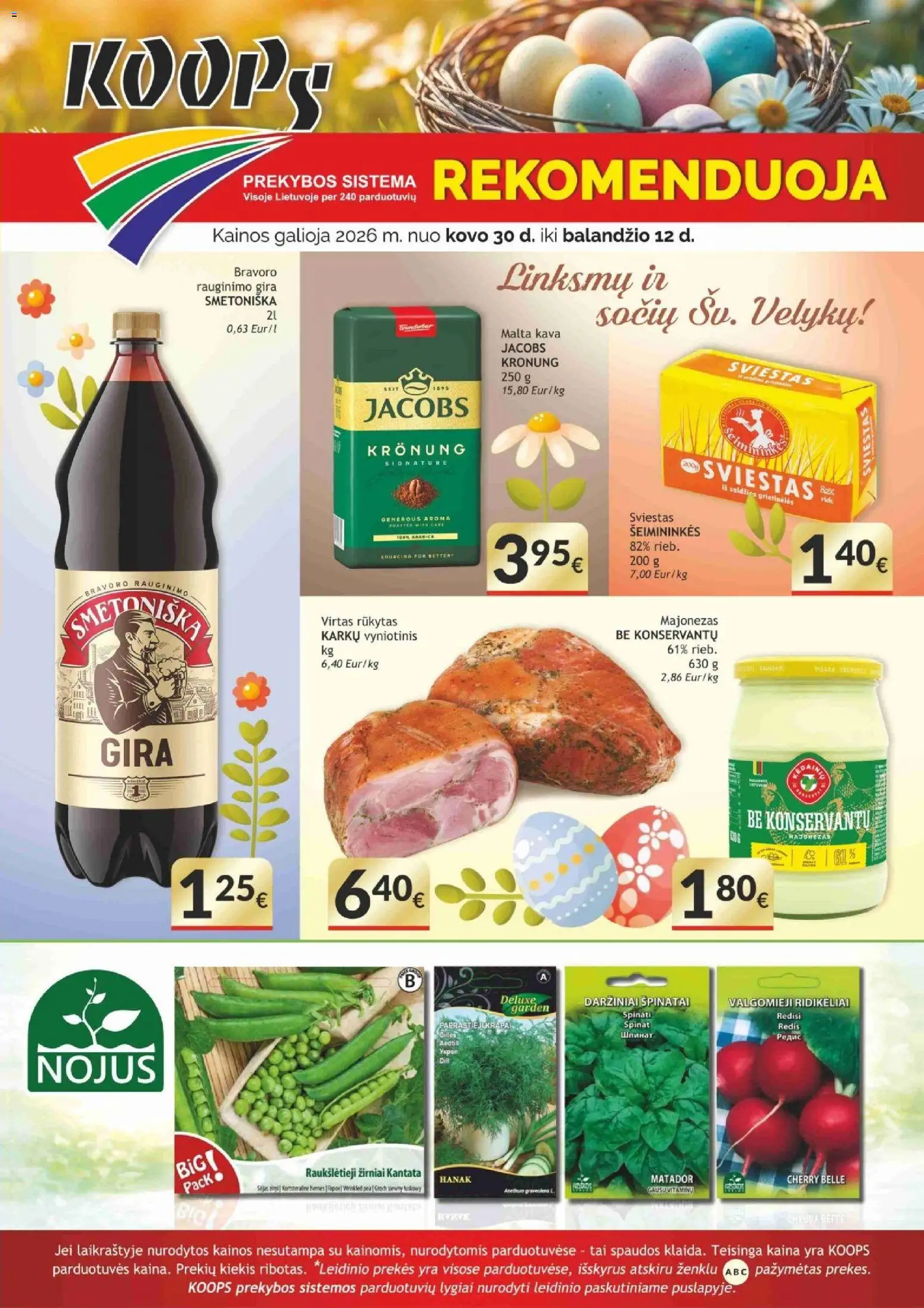 Koops akcijos nuo 2026.03.30 | Puslapis: 1 | Prekių: Špinatai, Sviestas, Kava, Majonezas