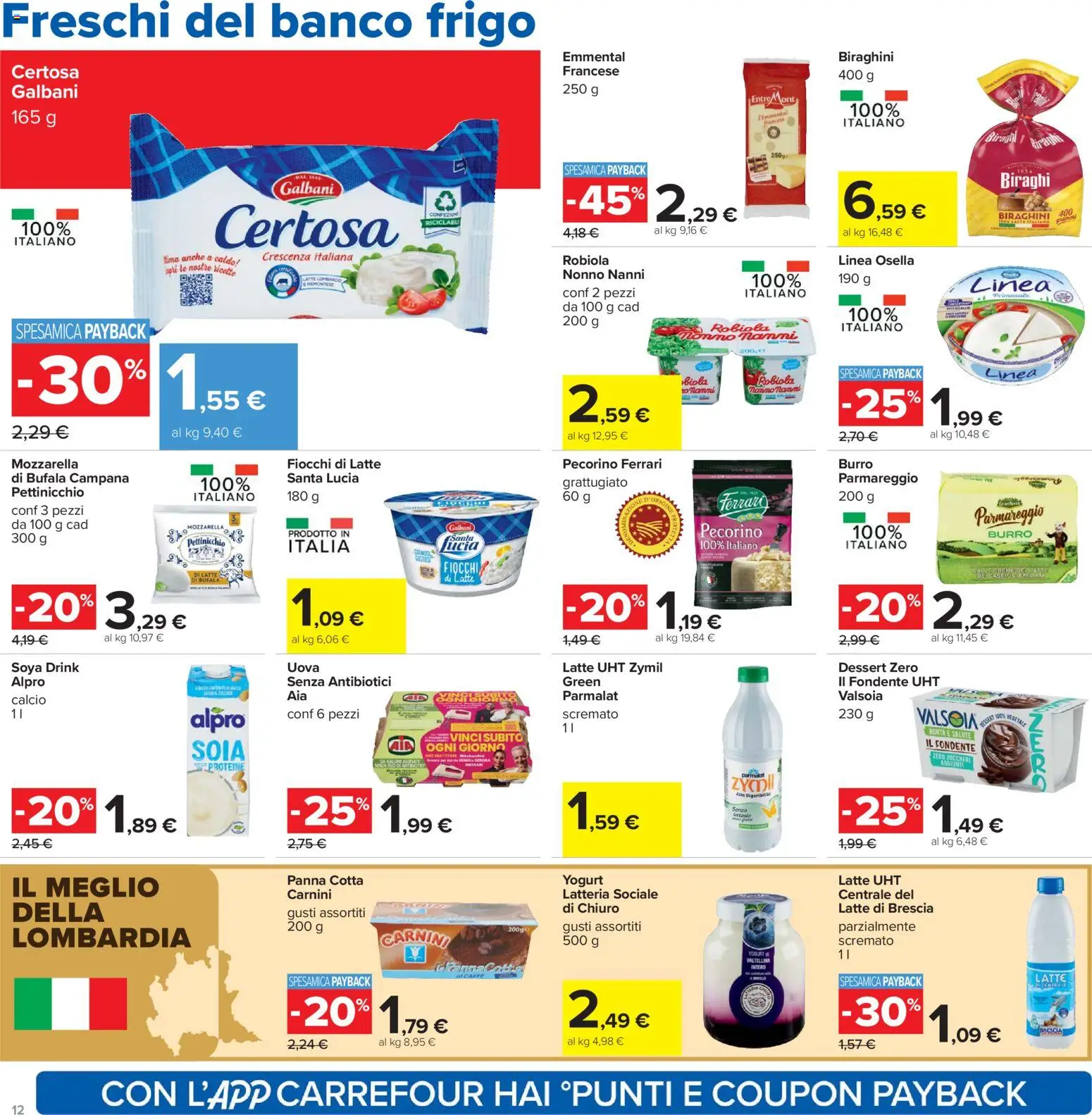 Volantino Carrefour del 07.04.2026 | Pagina: 12 | Prodotti: Mozzarella, Latte, Robiola, Emmental