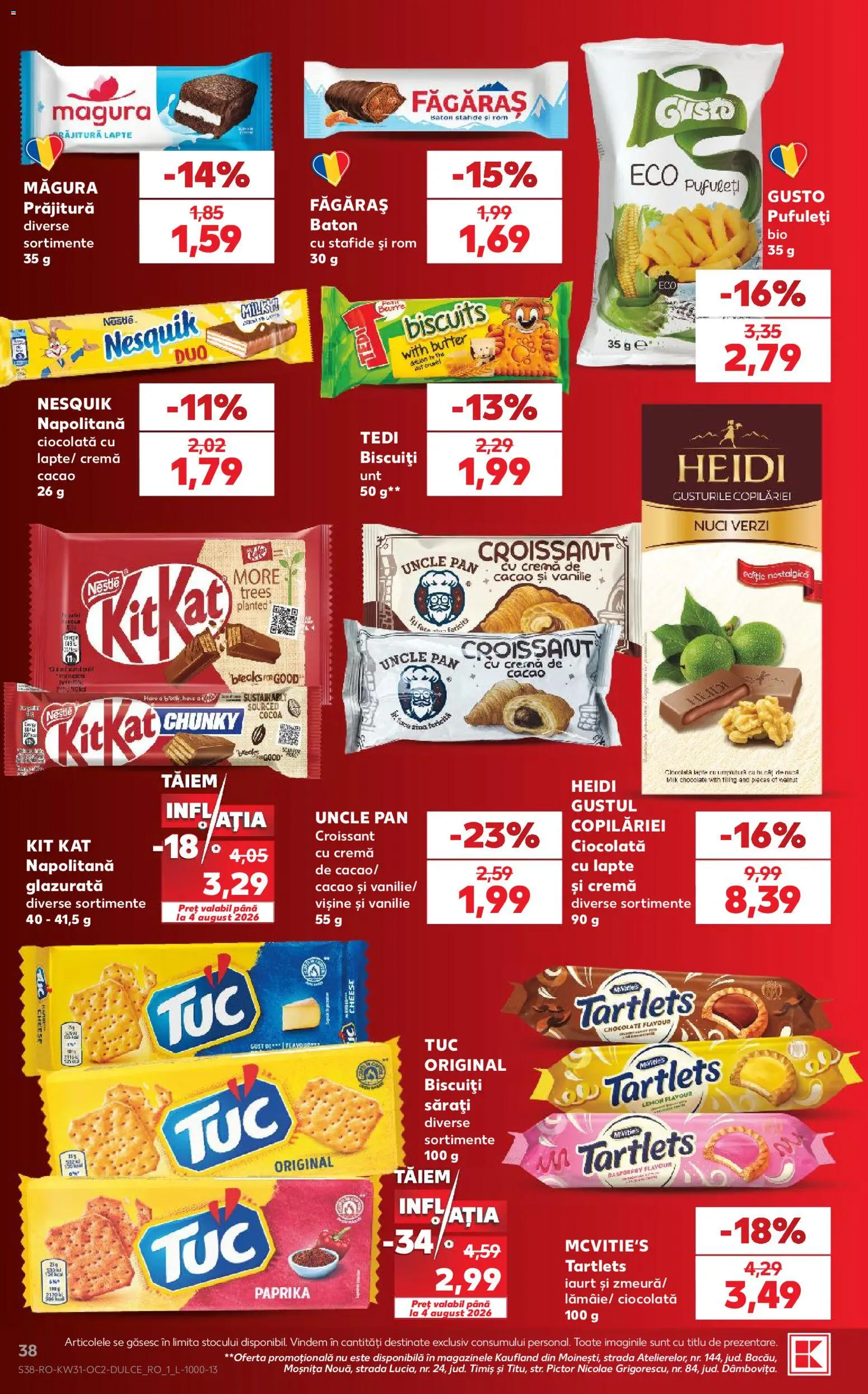 Noul catalog Kaufland – valabil de la 29.07.2026 | Pagină: 38 | Produse: Prăjitură, Lapte, Ciocolată, Pufuleți