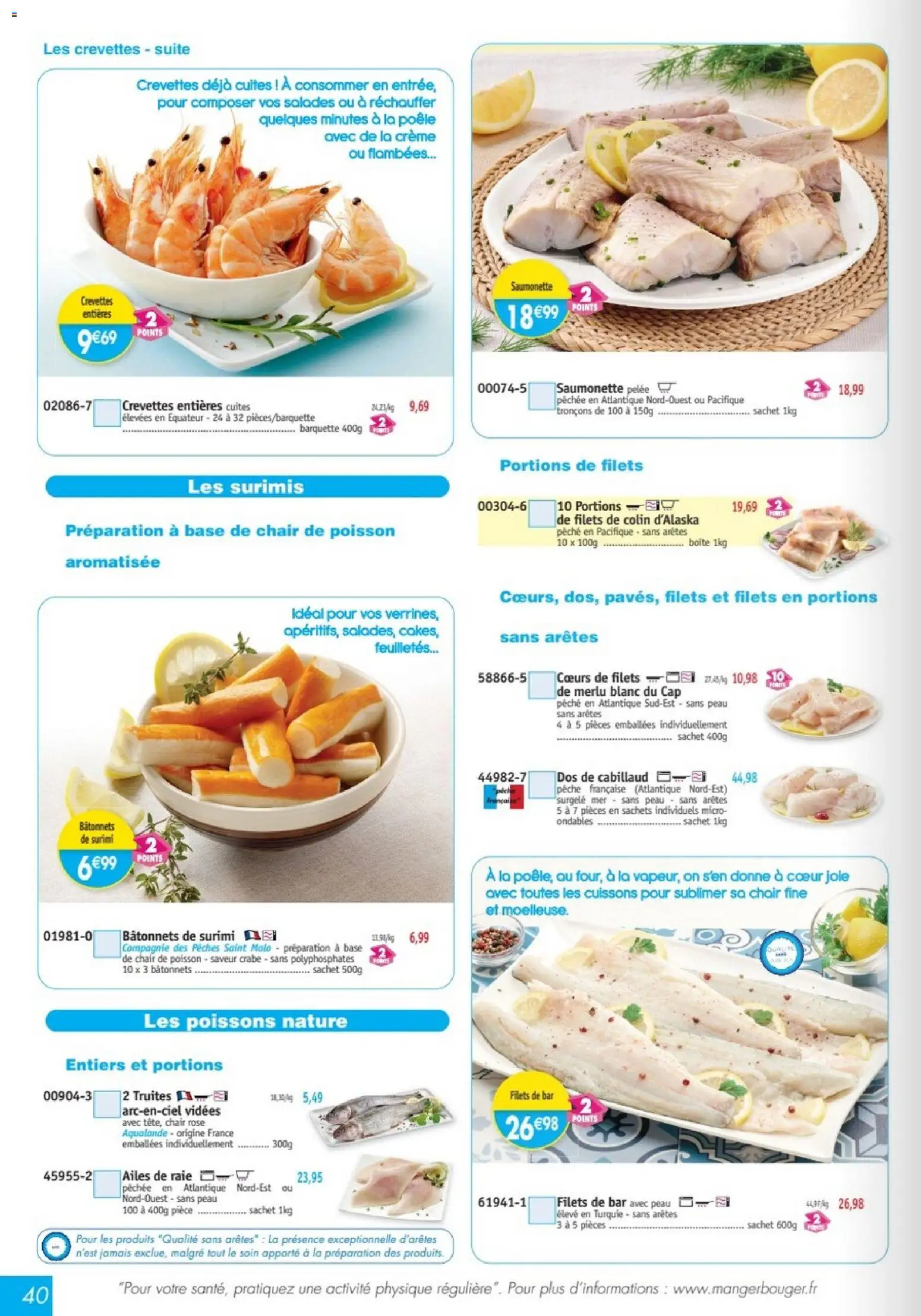 {H1} | Page: 40 | Produits: Crevettes, Poissons, Dos de cabillaud, Crème