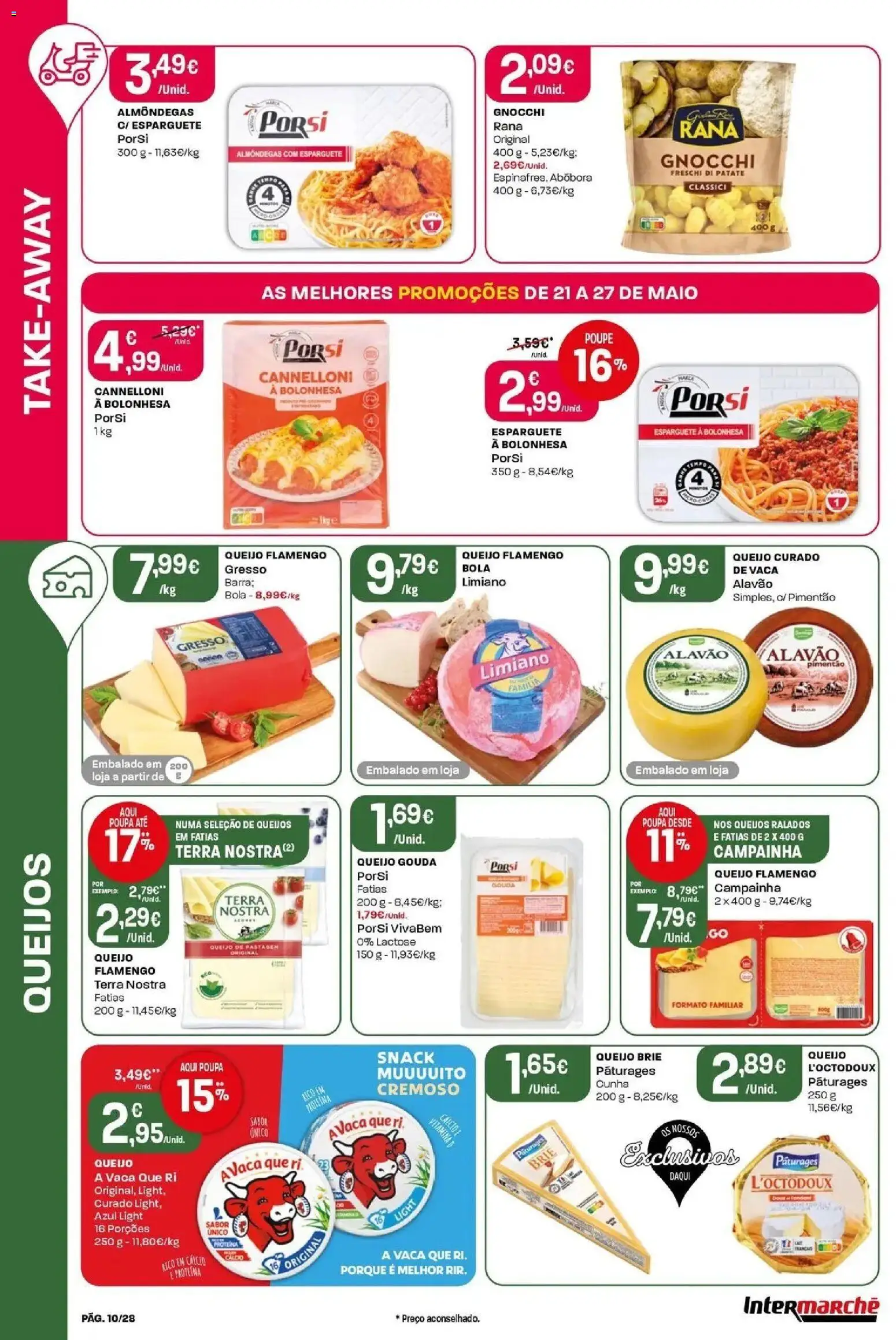 Intermarché - Isto é que são preços BAIXOS │ válido de 21.05.2026 | Página: 10 | Produtos: Esparguete, Queijo, Vitamina d, Proteina