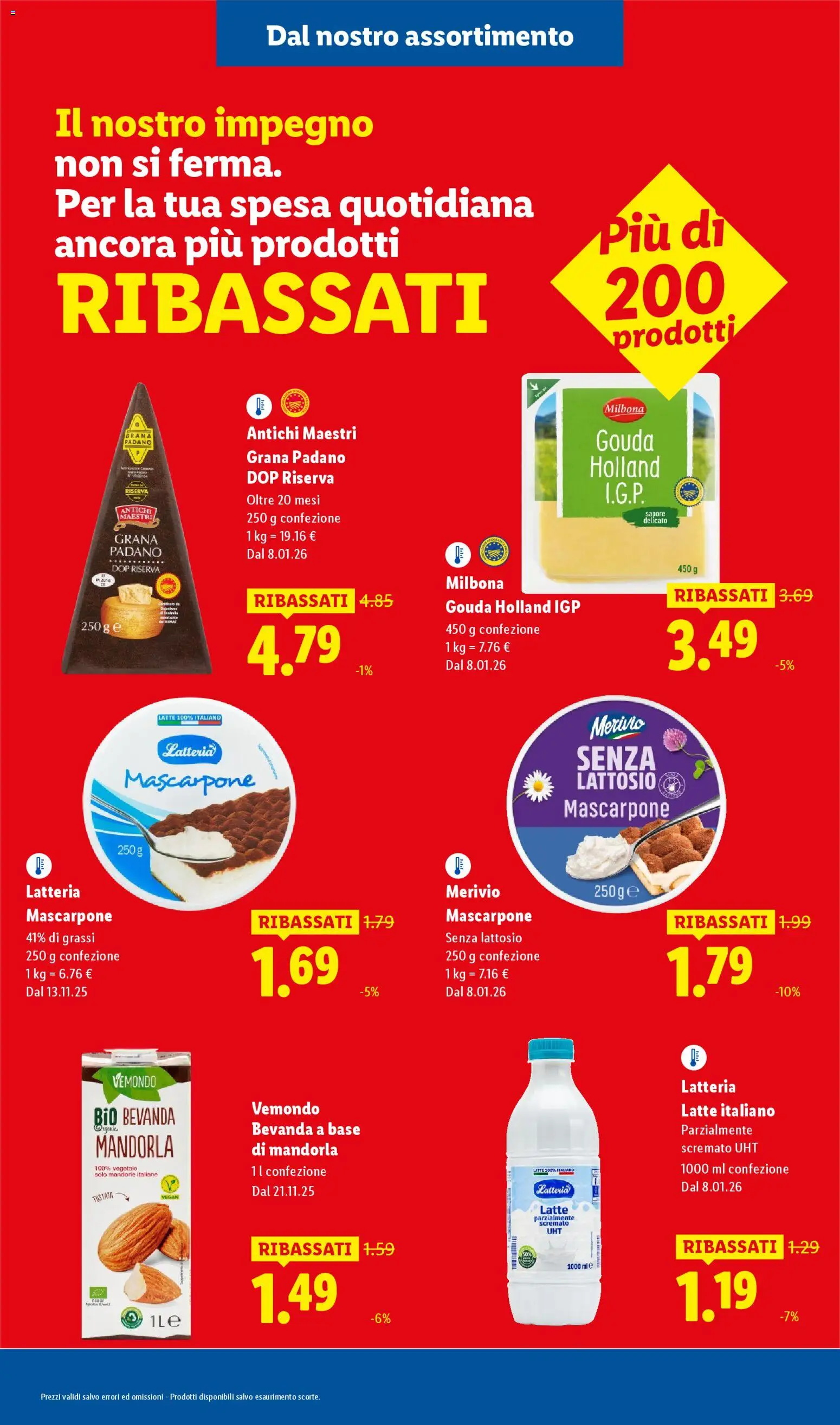 Volantino Lidl del 08/01/2026 | Pagina: 11 | Prodotti: Grana Padano, Latte parzialmente scremato, Mascarpone, Senza lattosio