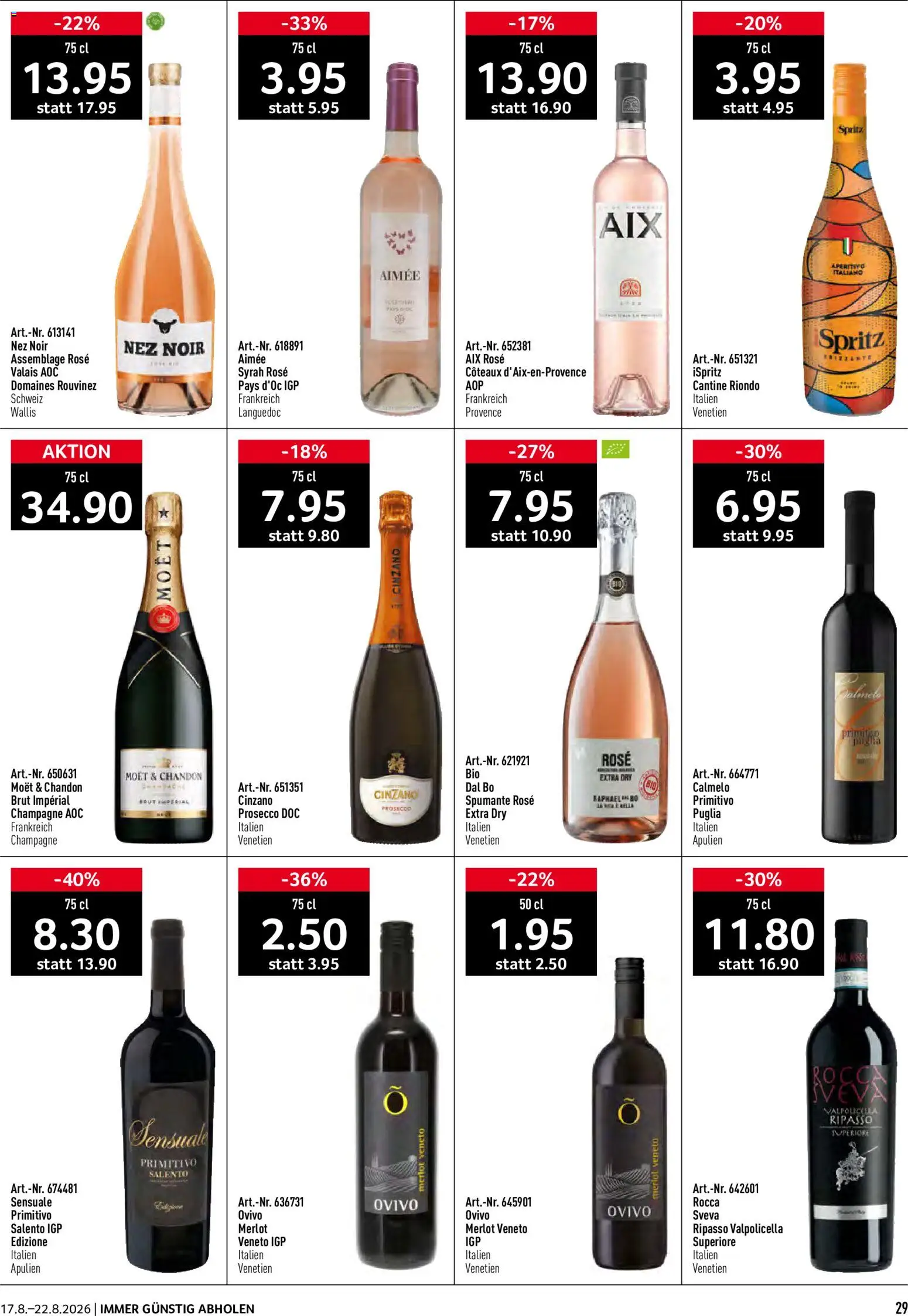 Prodega aktionen – gültig ab 17.08.2026 | Seite: 29 | Produkte: Merlot, Prosecco