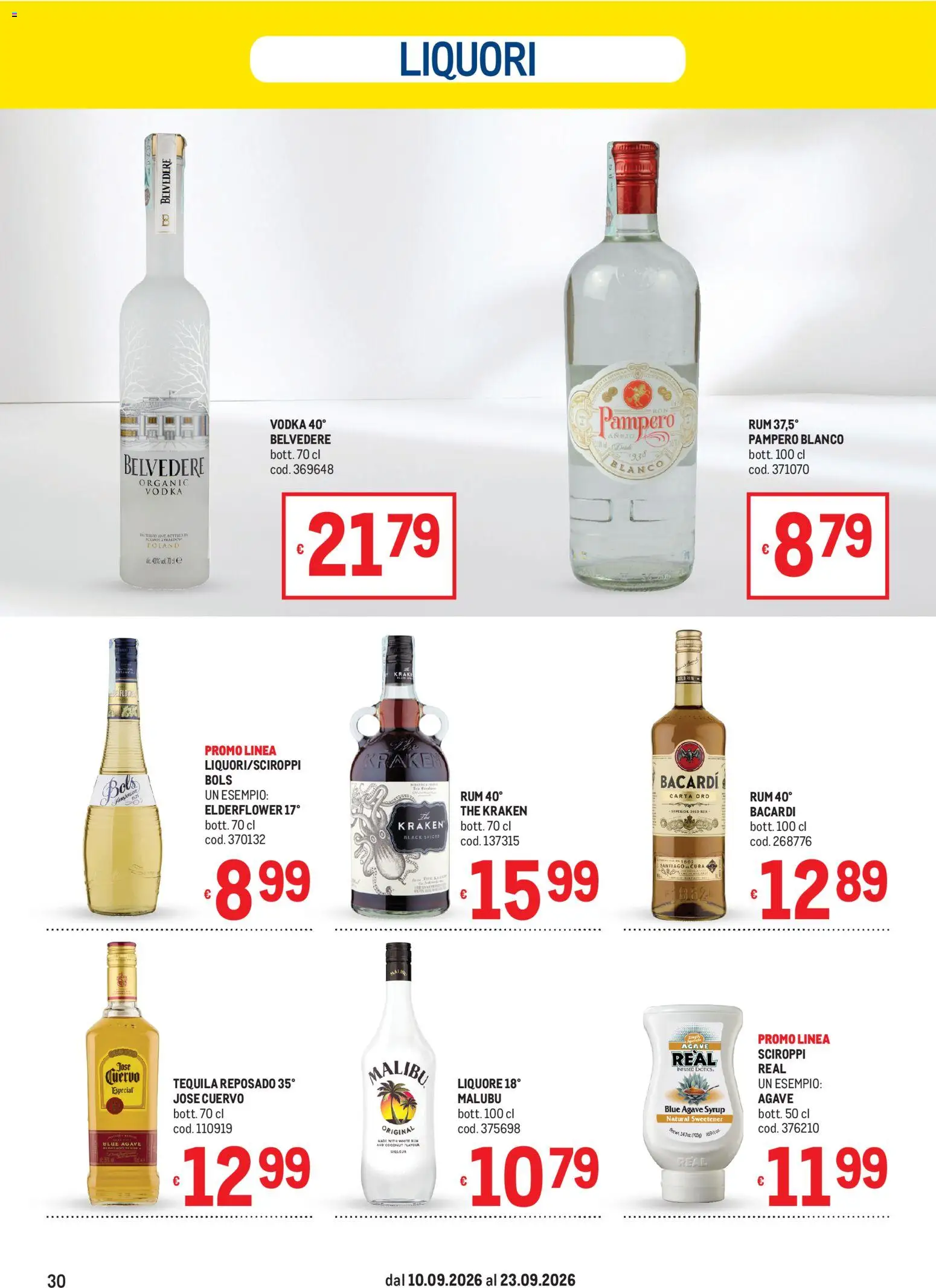 Volantino Metro del 10/09/2026 | Pagina: 30 | Prodotti: Agave, Bacardi, The, Pampero rum