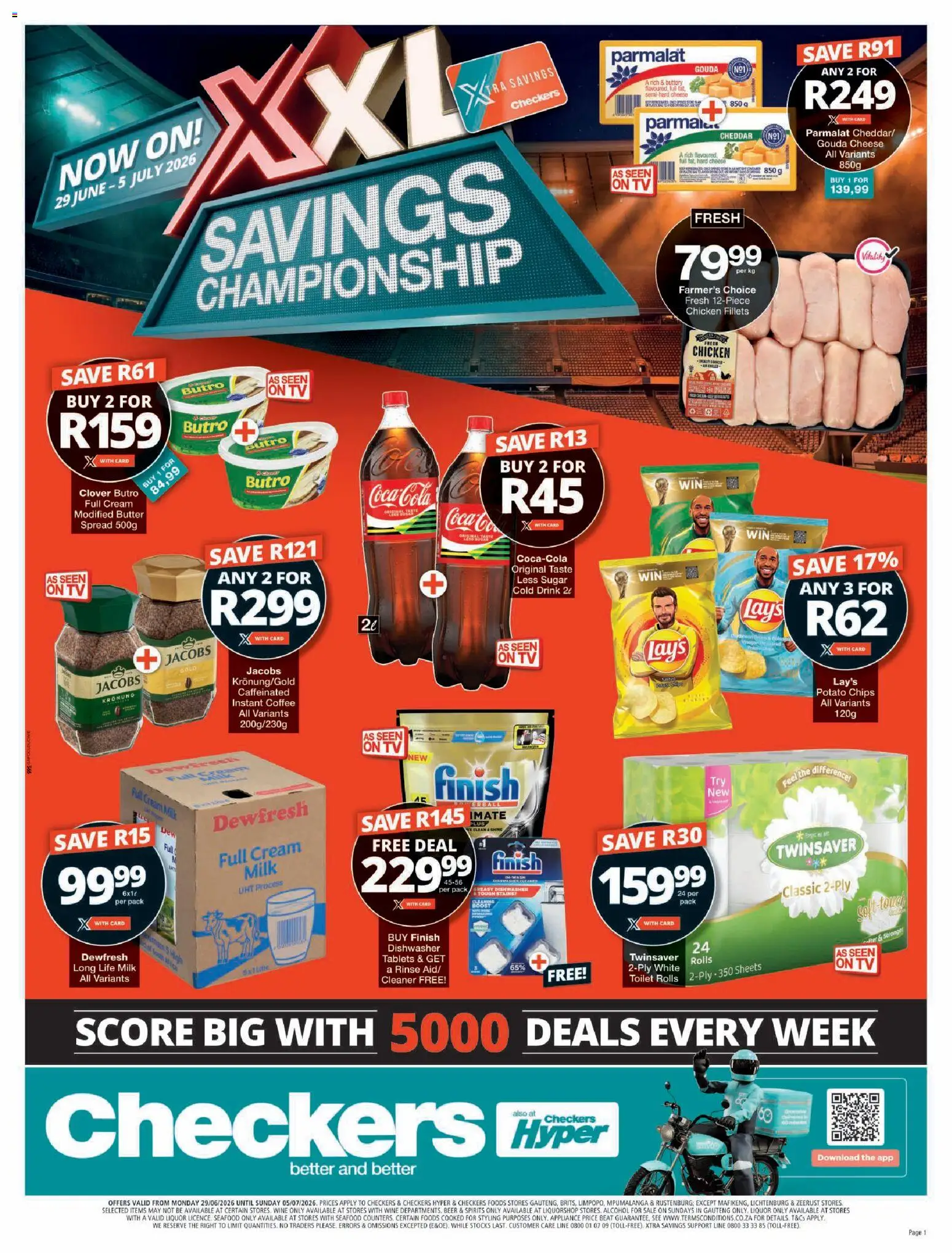 New Checkers catalogue – valid from 29/06/2026 | Page: 1 | Products: Cheese, Beer, Chicken, Cream