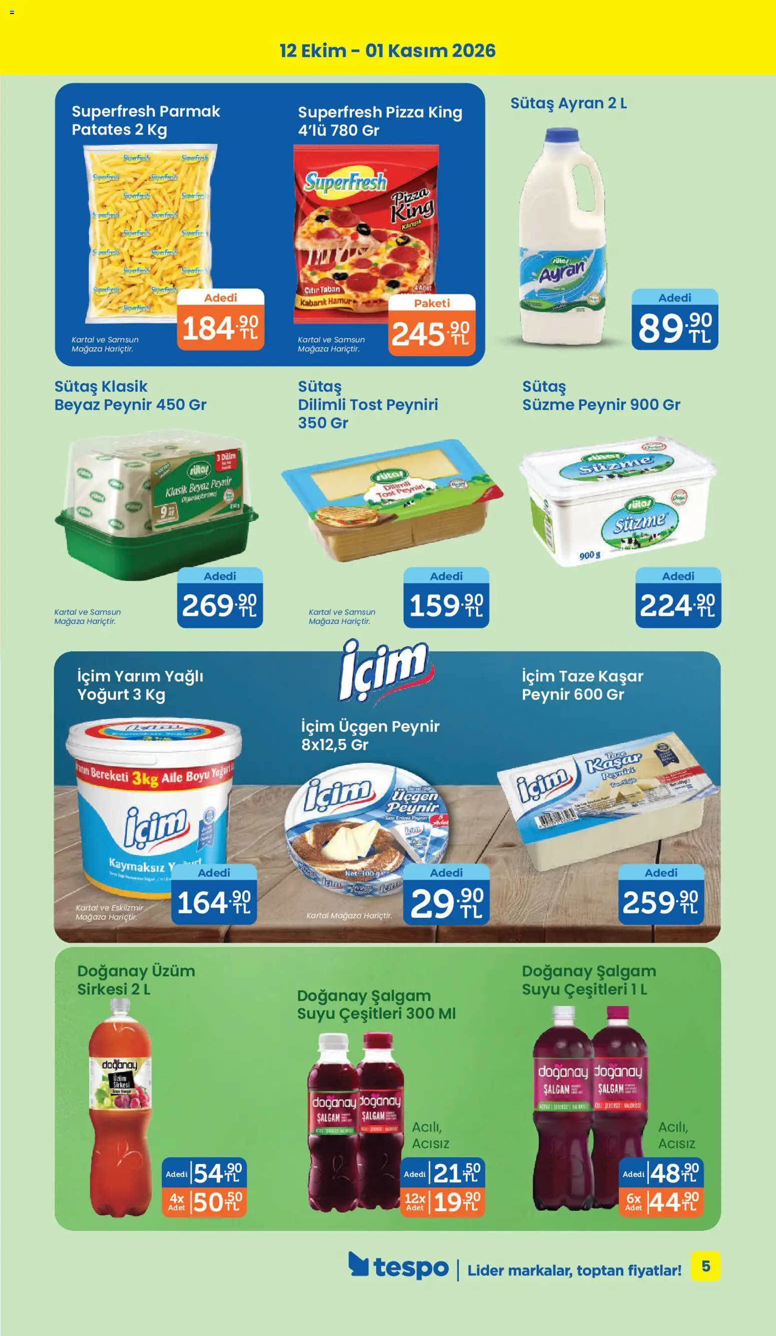 Tespo Katalog - 12 Ekim 2026 tarihinden itibaren geçerlidir | Sayfa: 5 | Ürünler: Peynir, Yoğurt, Pizza, Üzüm
