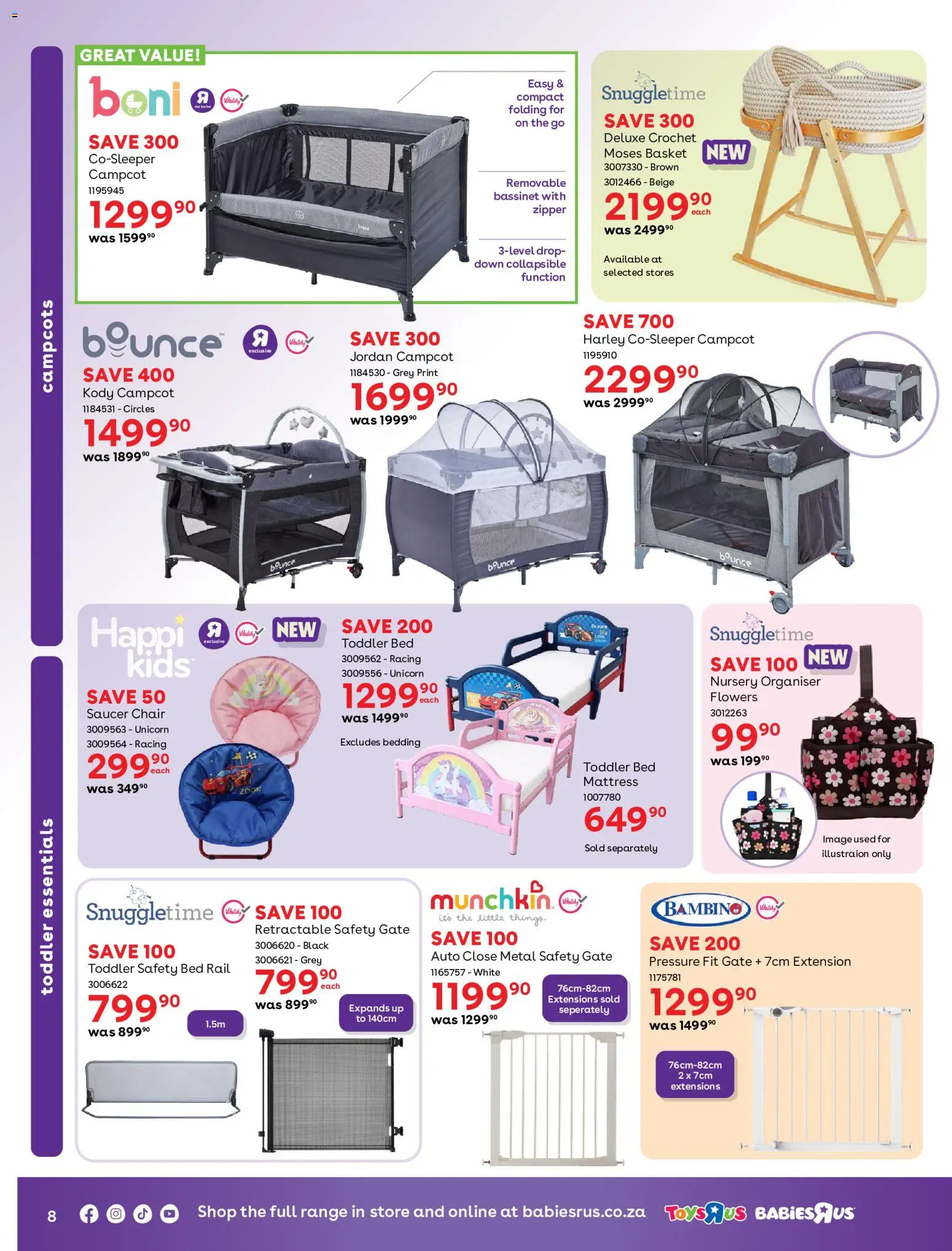 New Babies R Us catalogue – valid from 20/08/2026 | Page: 8 | Products: Bed, Mattress, Basket, Gate