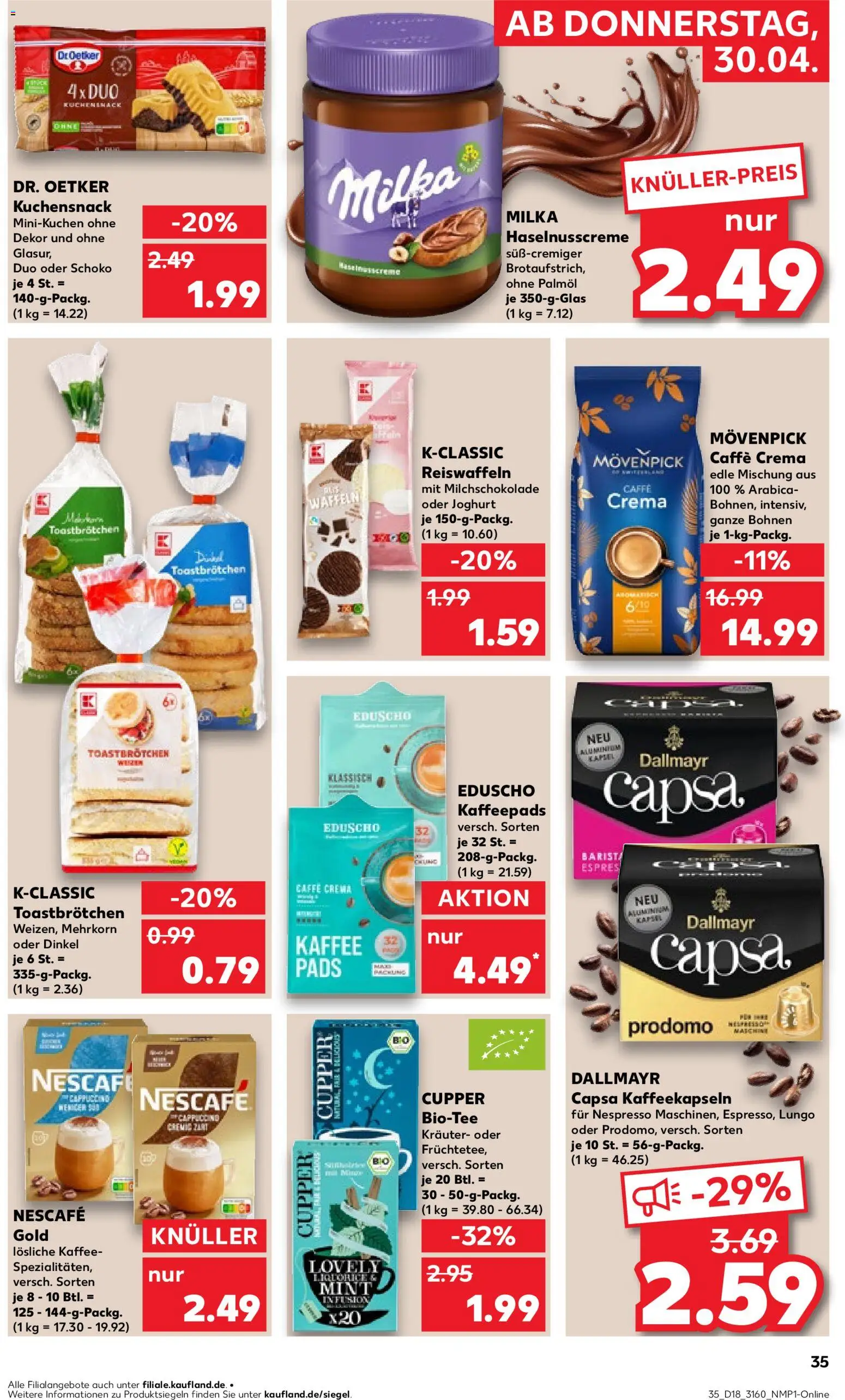 Kaufland Prospekt Frankfurt (Oder)	 – gültig ab 30.04.2026 | Seite: 37 | Produkte: Kaffeepads, Joghurt, Waffeln, Nescafe gold