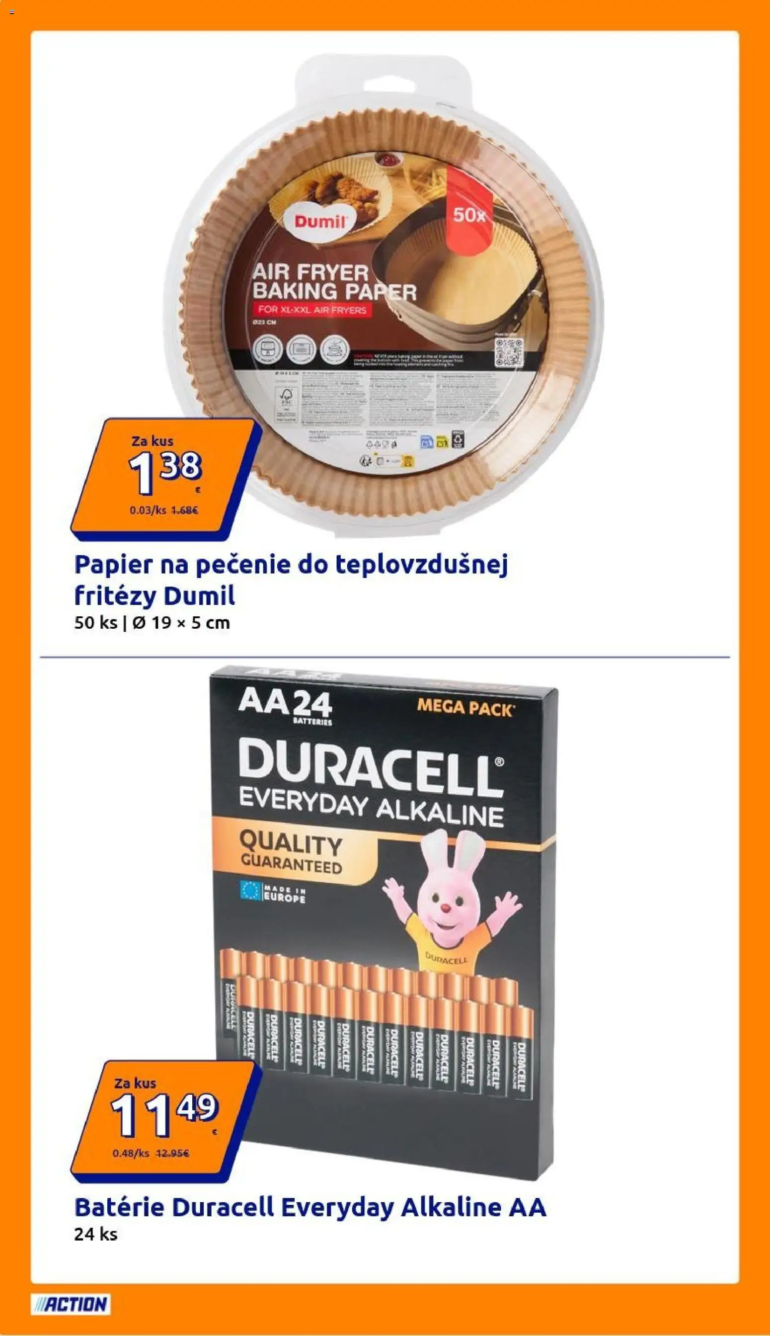 Nové Action akcie – leták je platný od 28.10.2026 | Strana: 6 | Produkty: Batérie, Papier na pečenie