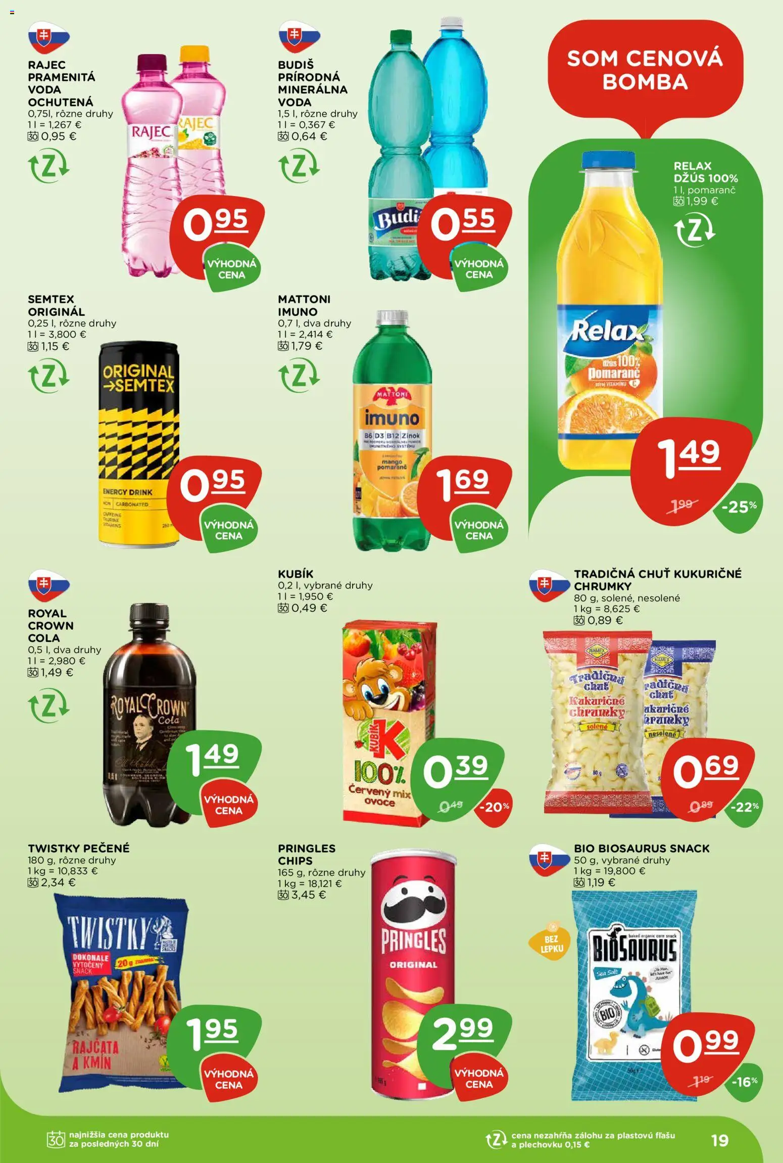Nové Terno akcie – leták je platný od 17.09.2026 | Strana: 19 | Produkty: Džús, Rajec, Budiš, Cola