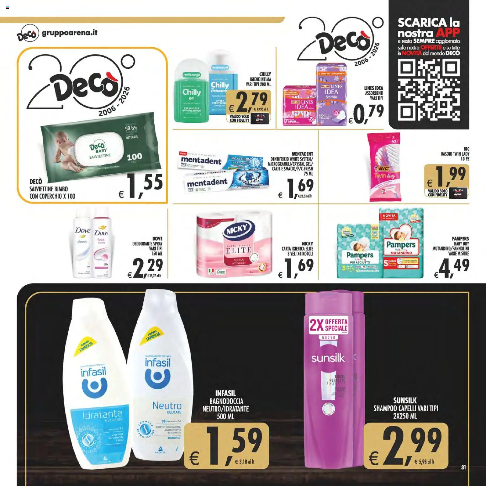 Volantino Decò del 11/08/2026 | Pagina: 31 | Prodotti: Shampoo, Carta igienica, Dentifricio, Assorbenti