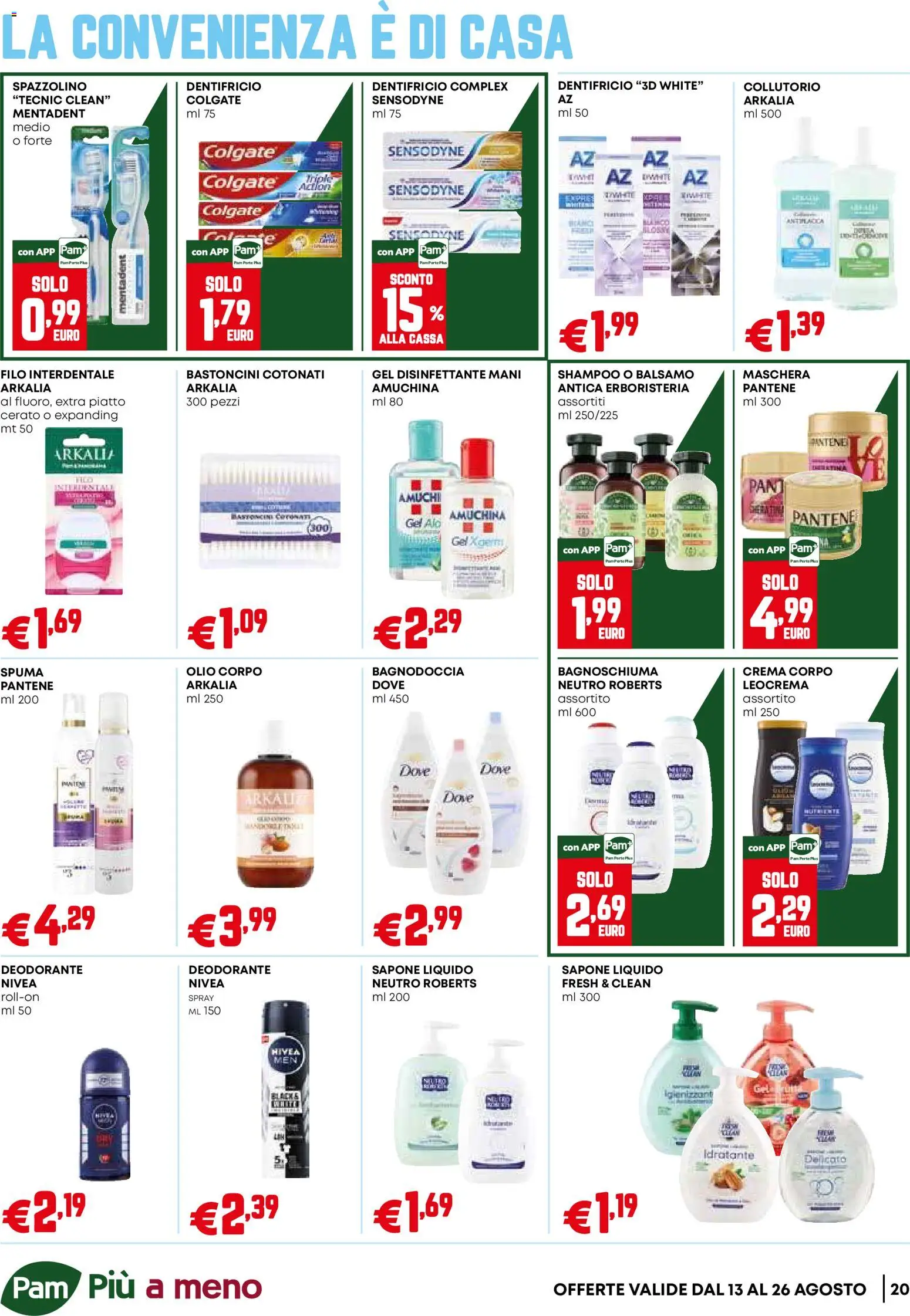 Volantino PAM del 13/08/2026 | Pagina: 20 | Prodotti: Balsamo, Crema, Maschera, Piatto