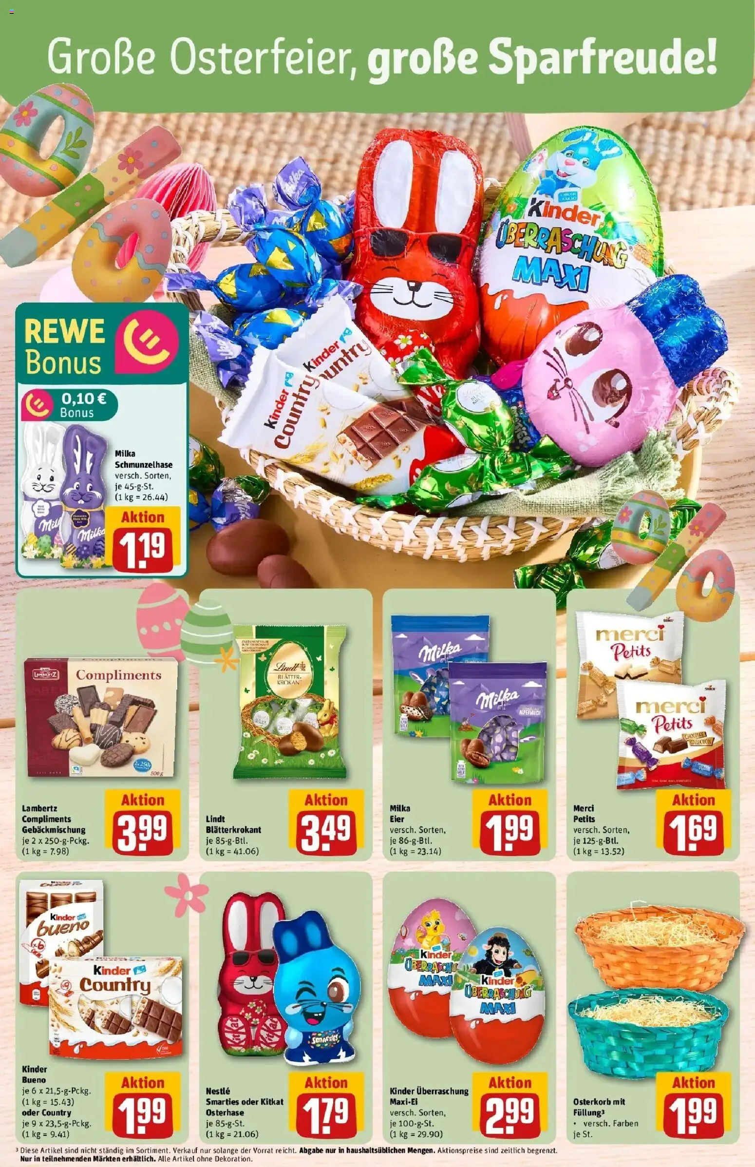 Rewe Prospekt Zülpich	 – gültig ab 23.03.2026 | Seite: 4 | Produkte: Eier, Kinder bueno, Milka, Lindt