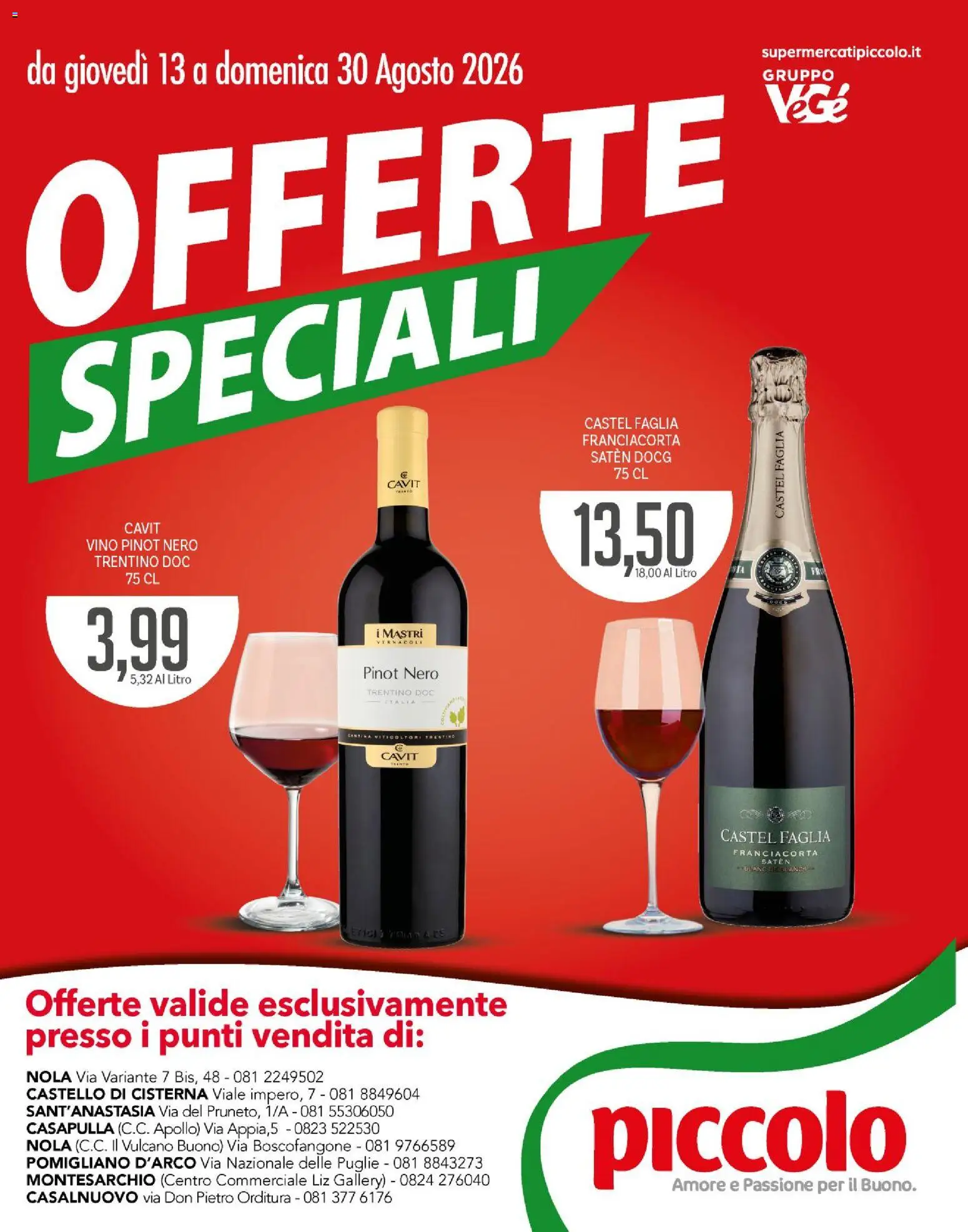 Volantino Piccolo del 13/08/2026 | Pagina: 1 | Prodotti: Vino