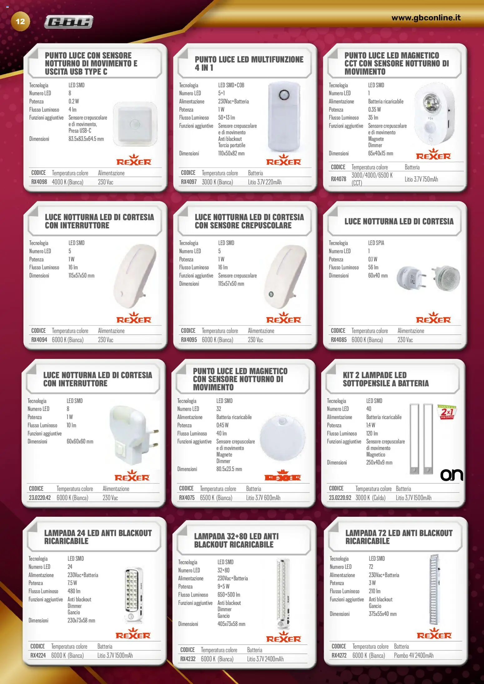 Volantino GBC del 22/10/2026 | Pagina: 12 | Prodotti: USB, Batteria, Lampada, Luce LED