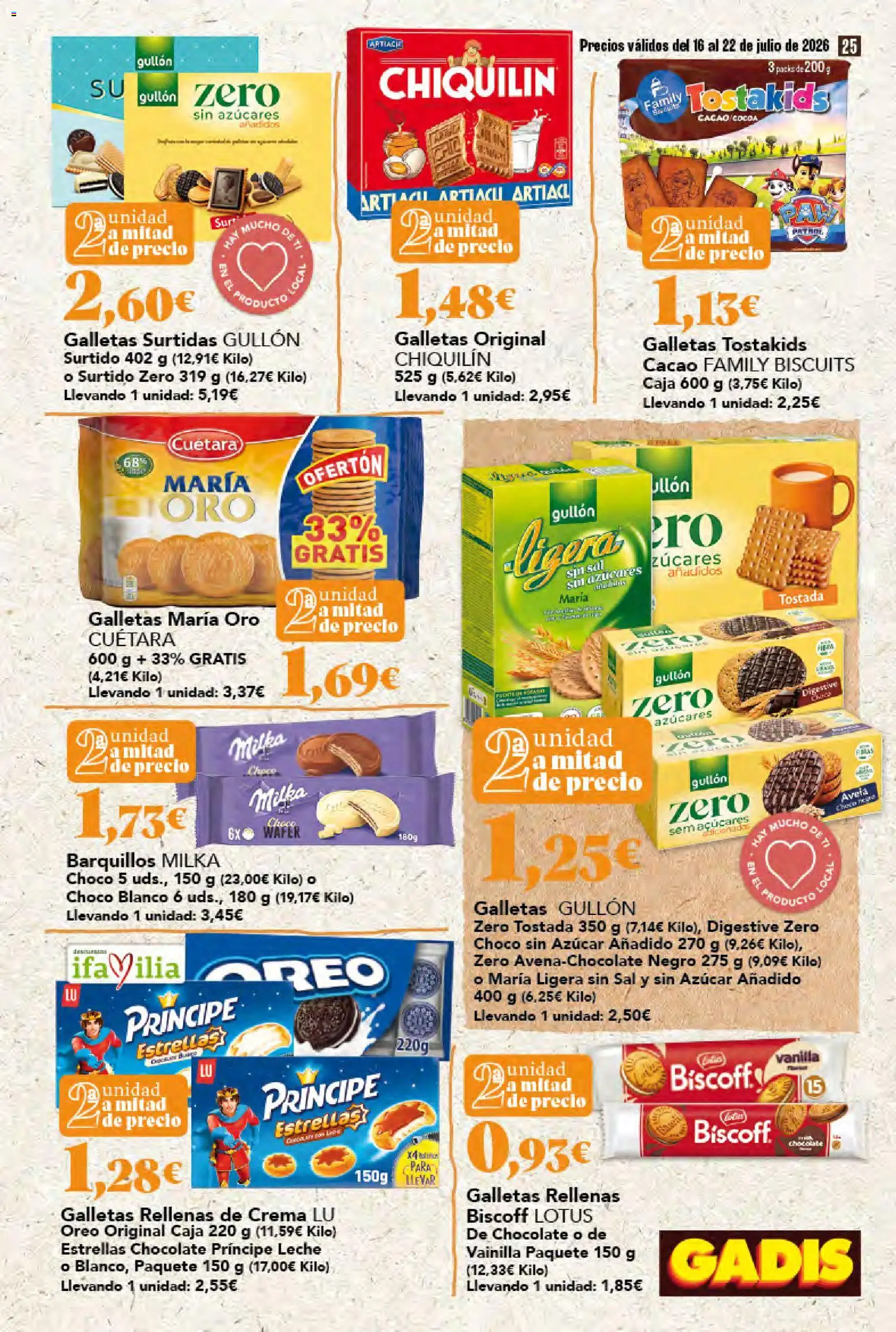Gadis folleto │ válido desde el 16/07/2026 | Página: 25 | Productos: Chocolate, Galletas rellenas, Φρυγανιές σικάλεως, Caja