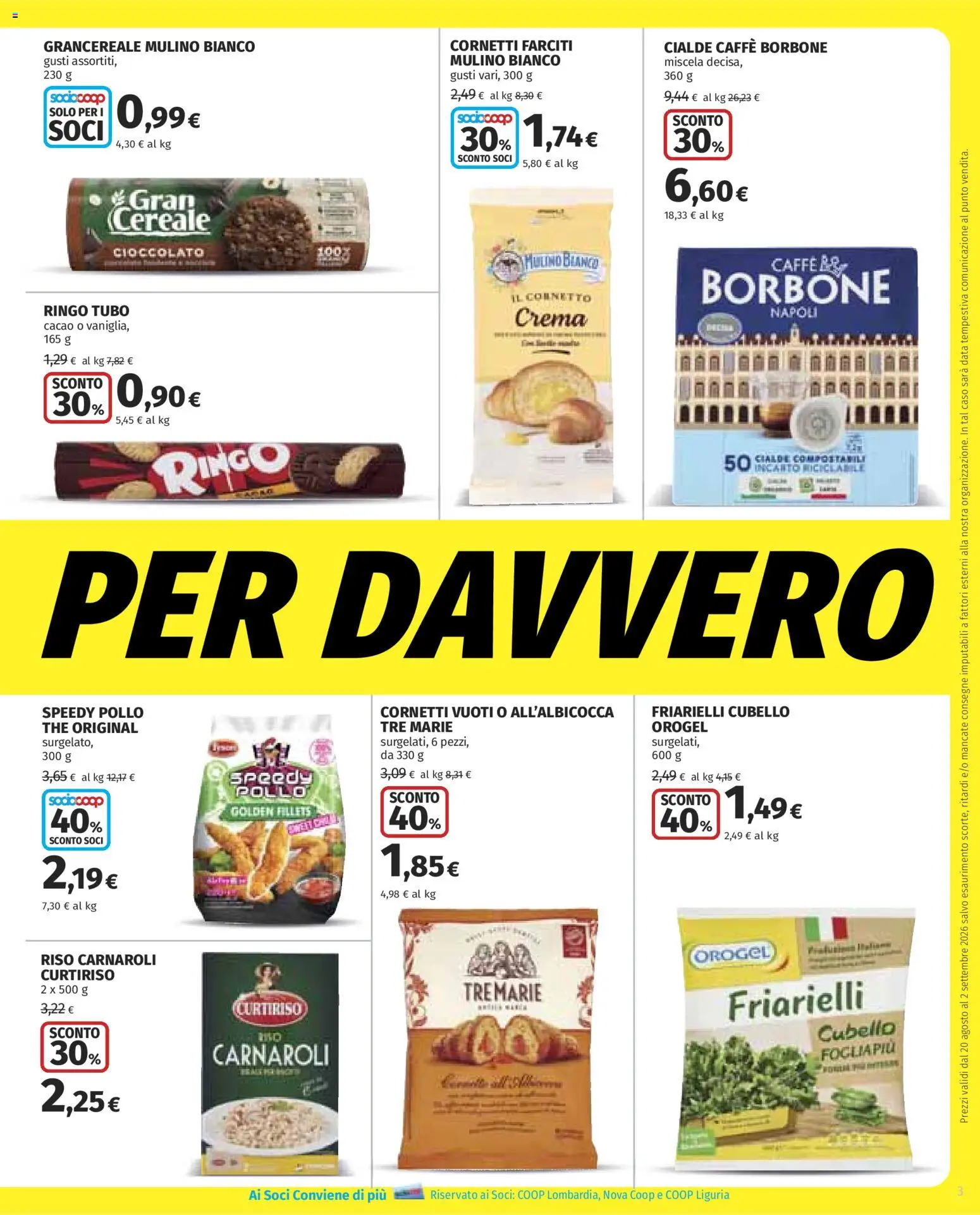 Volantino COOP del 20/08/2026 | Pagina: 3 | Prodotti: Crema, Riso Carnaroli, Cialde, Borbone