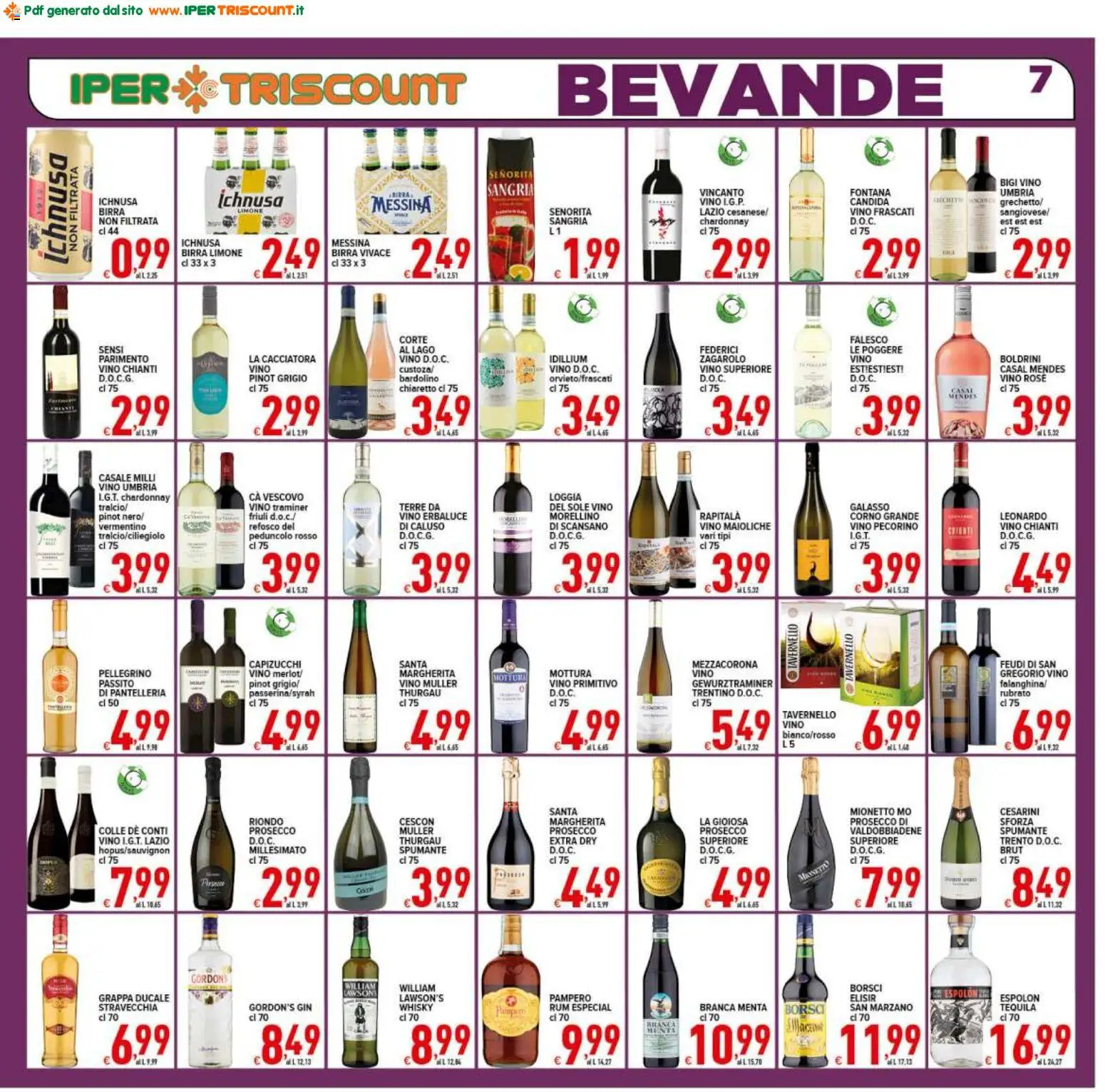 Volantino Ipertriscount del 10/07/2026 | Pagina: 7 | Prodotti: Birra, Gin, Limone, Tequila