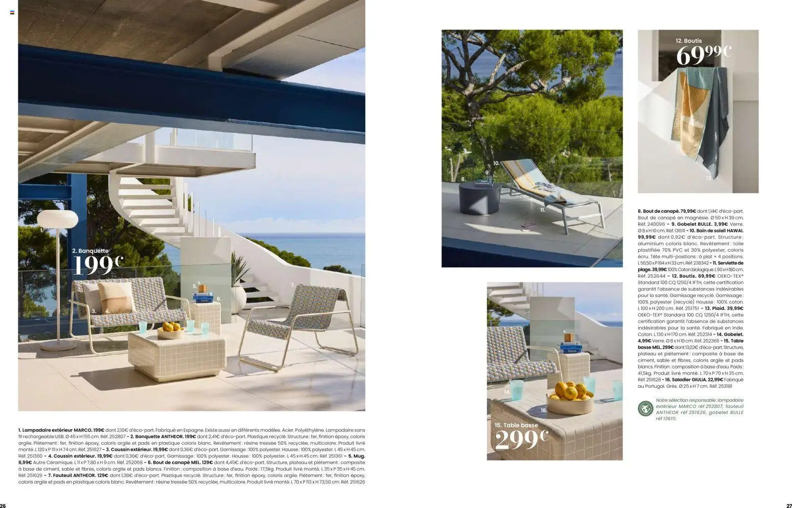 {H1} | Page: 14 | Produits: Poids, Banquette, Lampadaire, Table basse