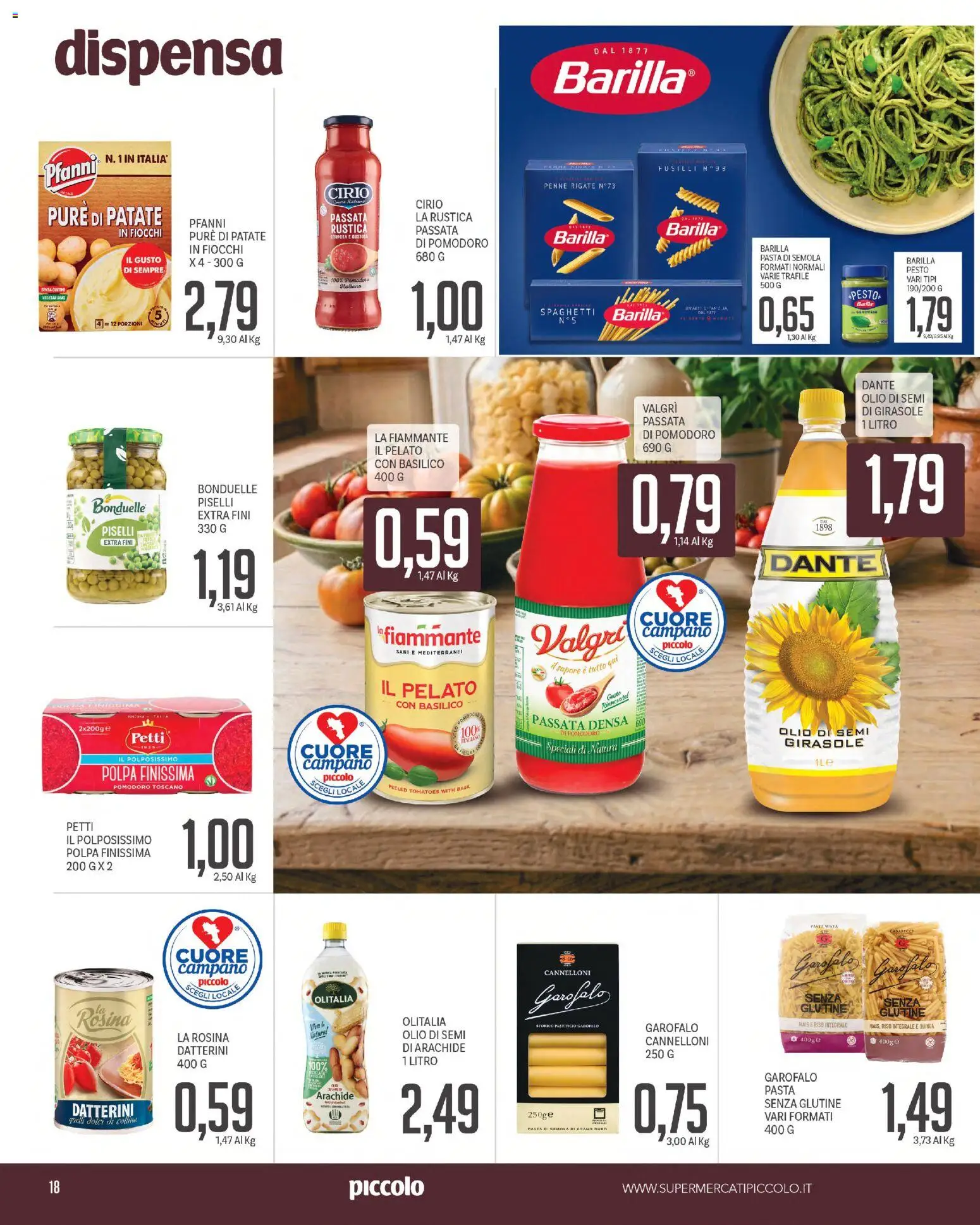 Volantino Piccolo del 12/10/2026 | Pagina: 18 | Prodotti: Pasta di semola, Basilico, Penne, Spaghetti