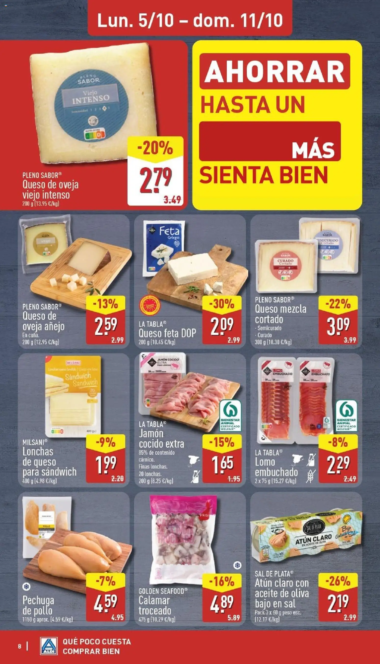 Aldi folleto Canarias │ válido desde el 05/10/2026 | Página: 8 | Productos: Queso, Queso Feta, Sal, Cuna